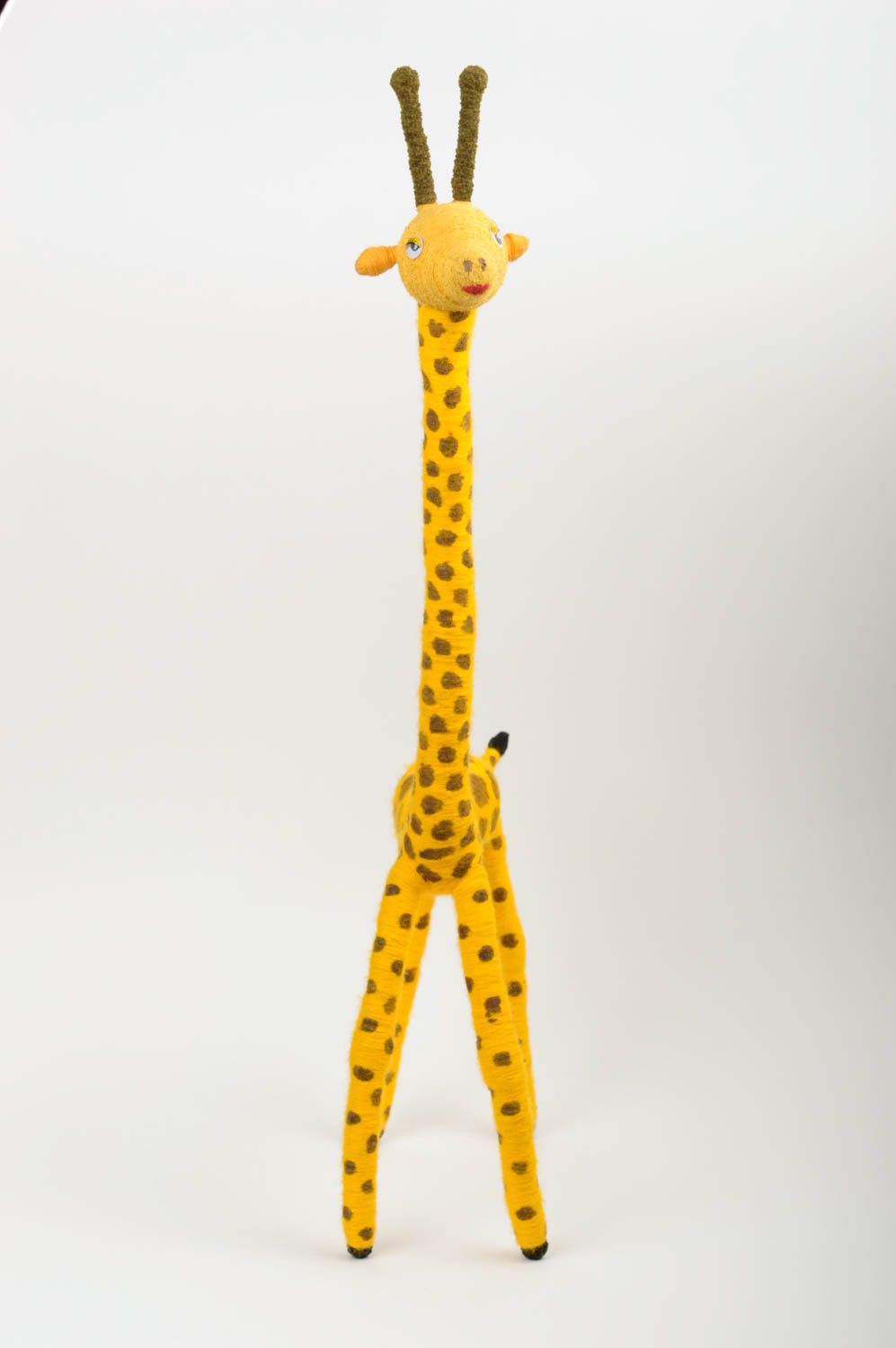 Jouet girafe Peluche faite main jaune mignon en fils de laine Cadeau original photo 2