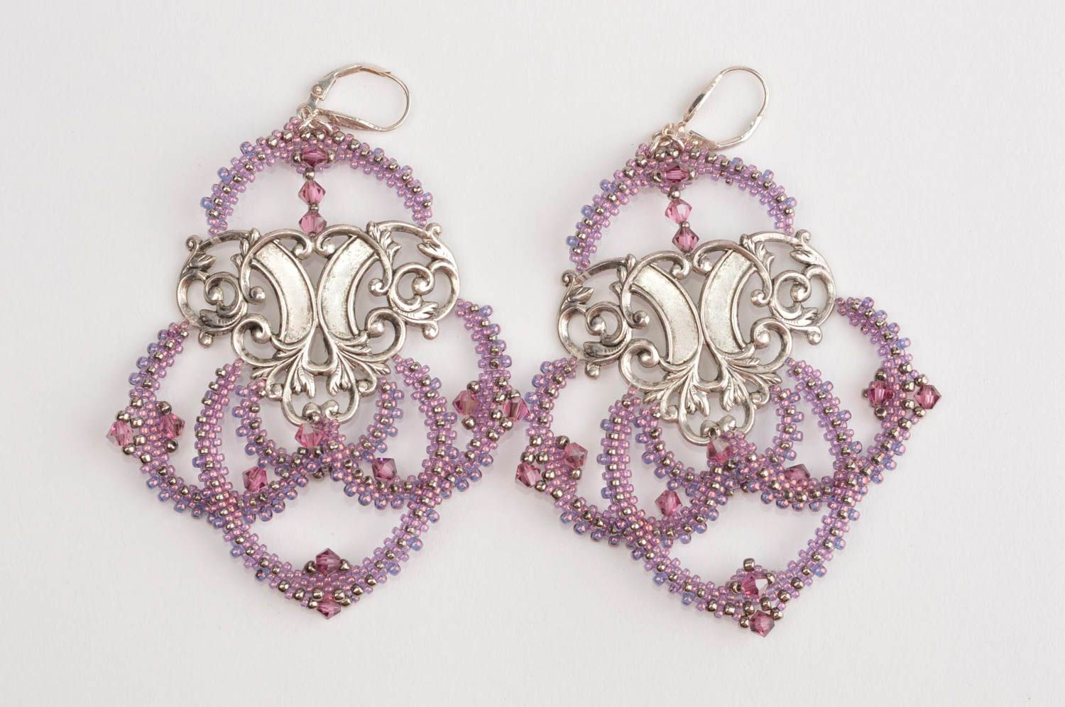 Handmade earrings with beads shiny earrings evening earrings for girls photo 2