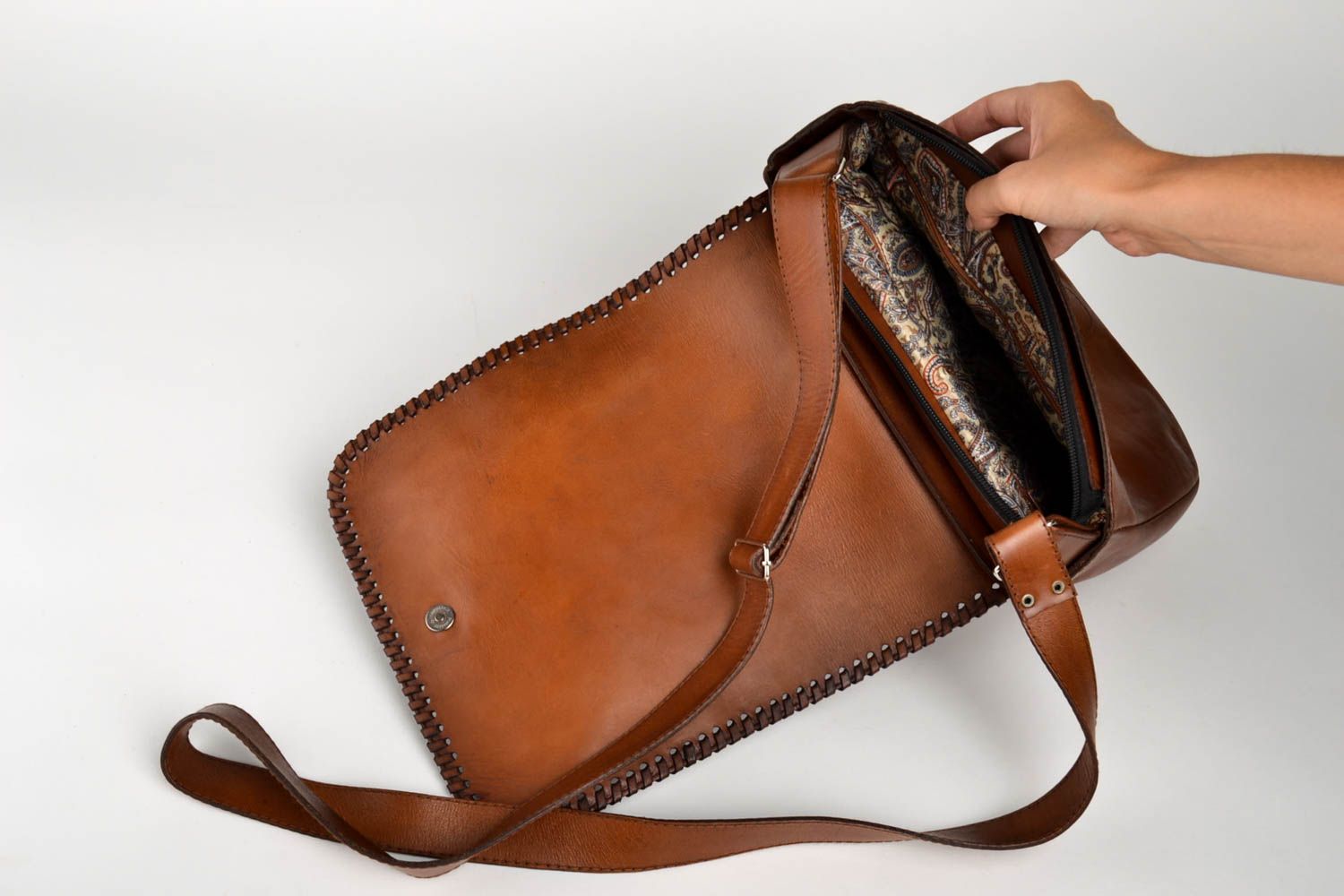 Handmade leather accessories designer shoulder bag fashion purse for women photo 5