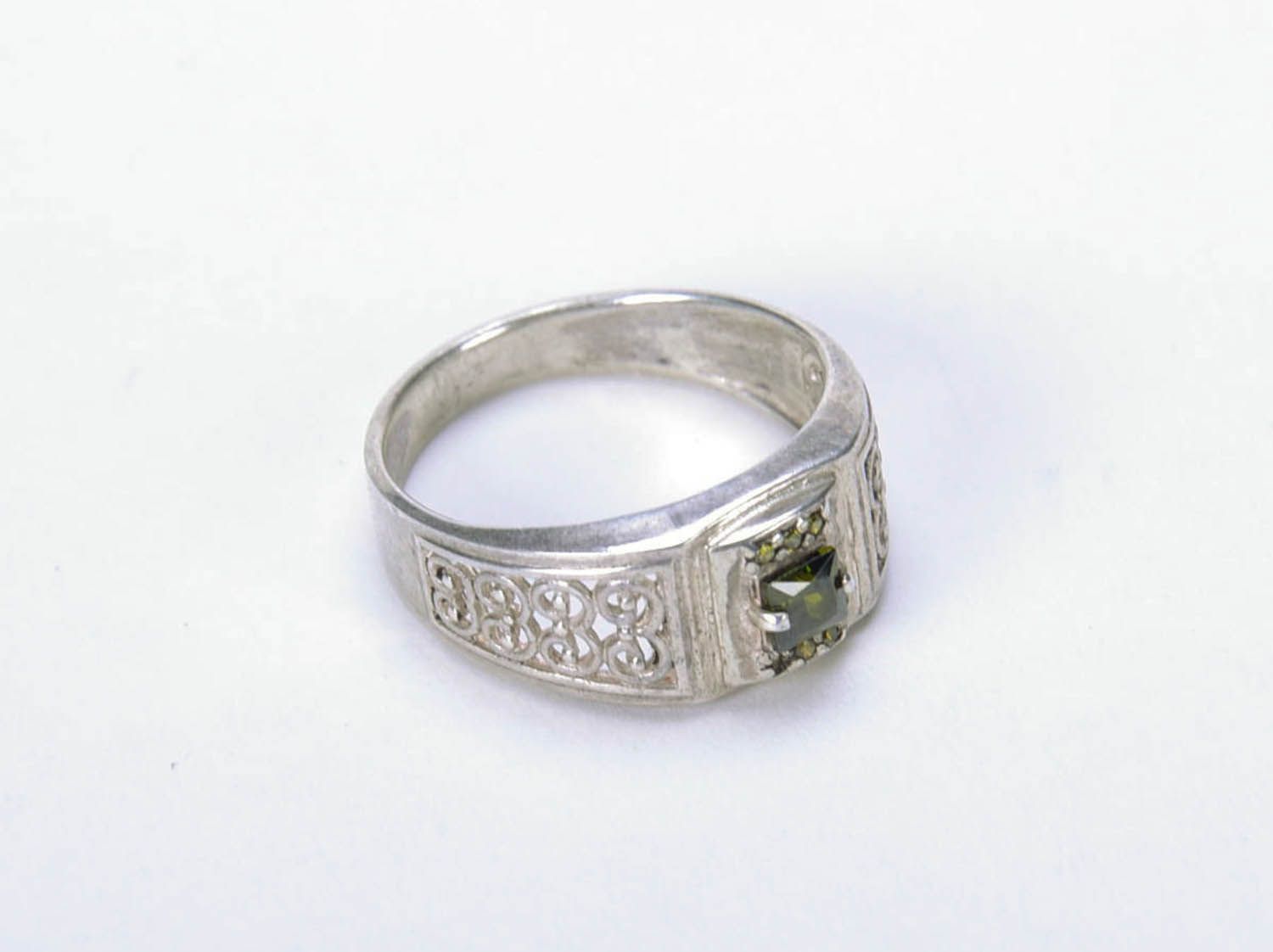 Silver ring with a natural stone photo 4