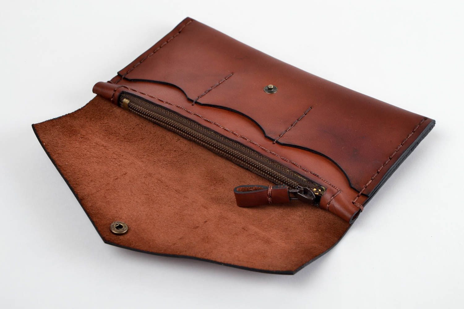 Кожаный кошелек ручной работы мужское портмоне аксессуар для мужчин стильный фото 3
