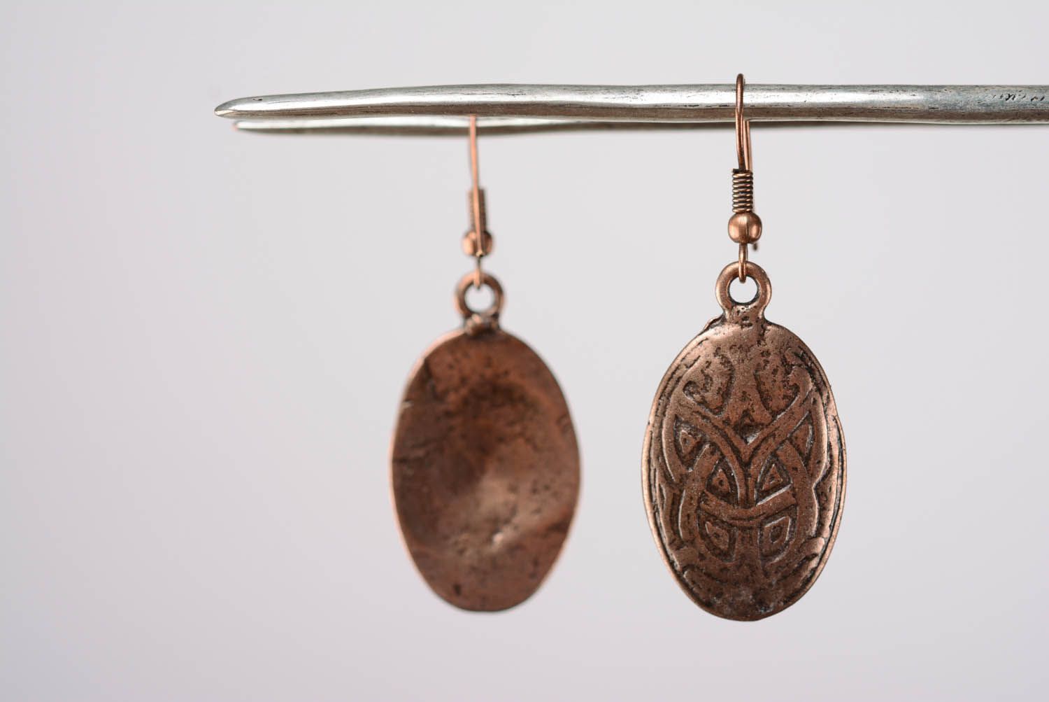 Copper earrings with pendants photo 3