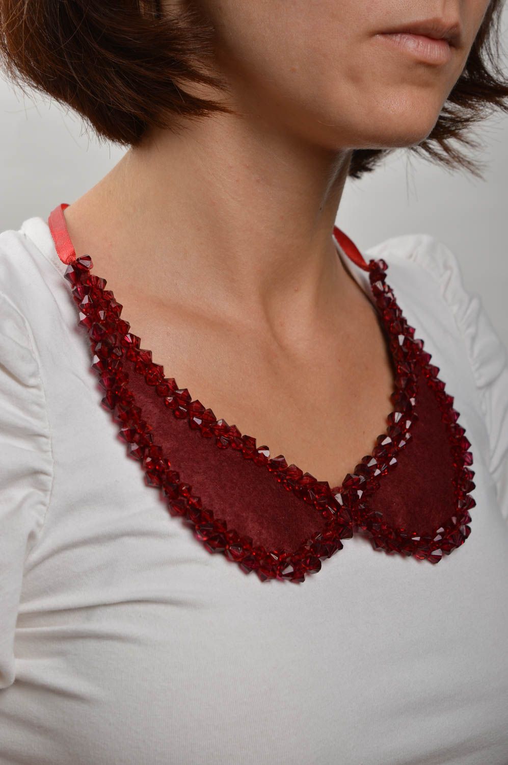 Unusual handmade beaded collar removable textile collar fashion trends photo 1