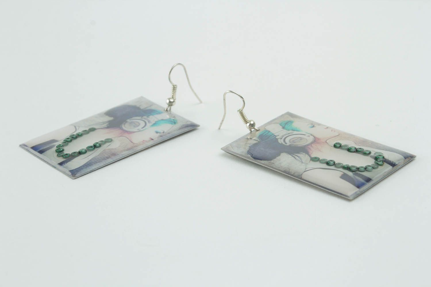 Dangling earrings with photo print photo 4