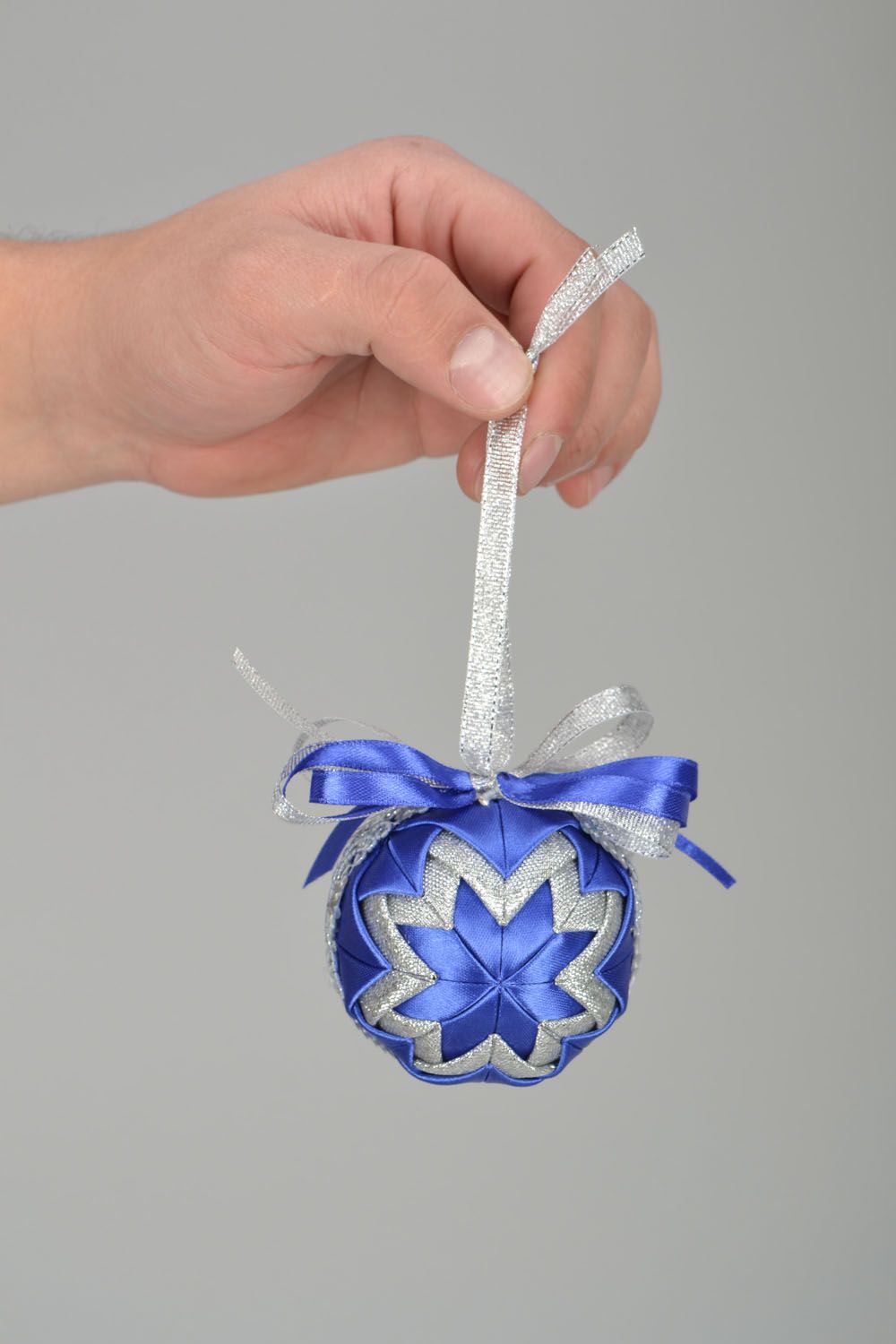 Christmas tree decoration Silver and Blue Ball photo 2