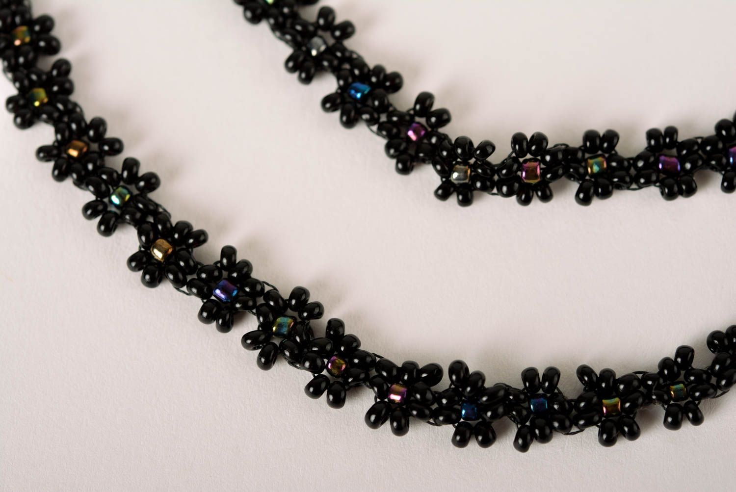 Collier en perles de rocaille Bijou fait main noir long design Cadeau femme photo 4