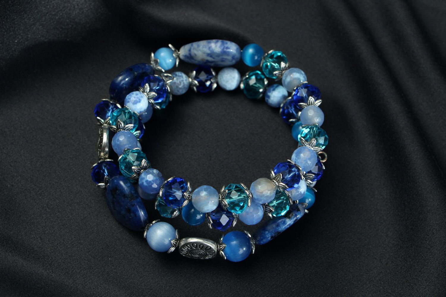 Blaues Armband mit Agat und Aquamarin  foto 4