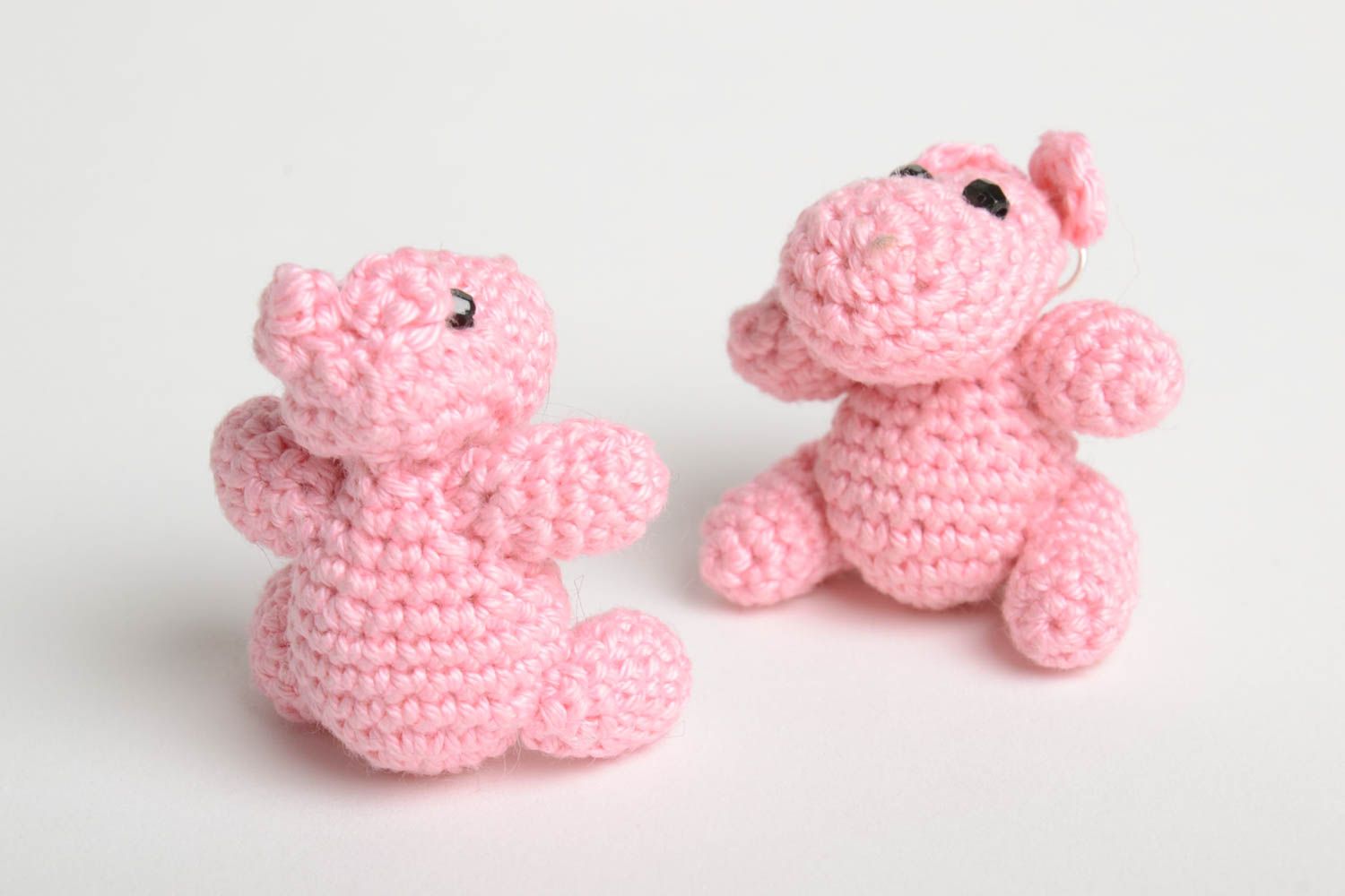 Jouets tricotés Peluches faites main en coton Cadeau enfant Hippopotames photo 4