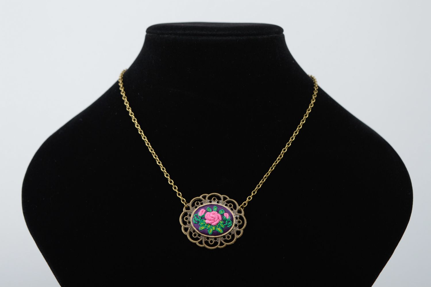 Designer pendant with embroidery on long chain photo 2