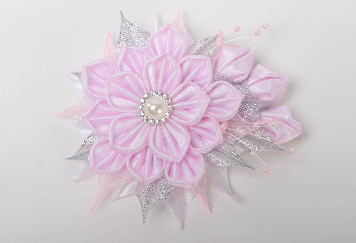 Gentle handmade flower brooch textile floristry fashion accessories gift ideas photo 2