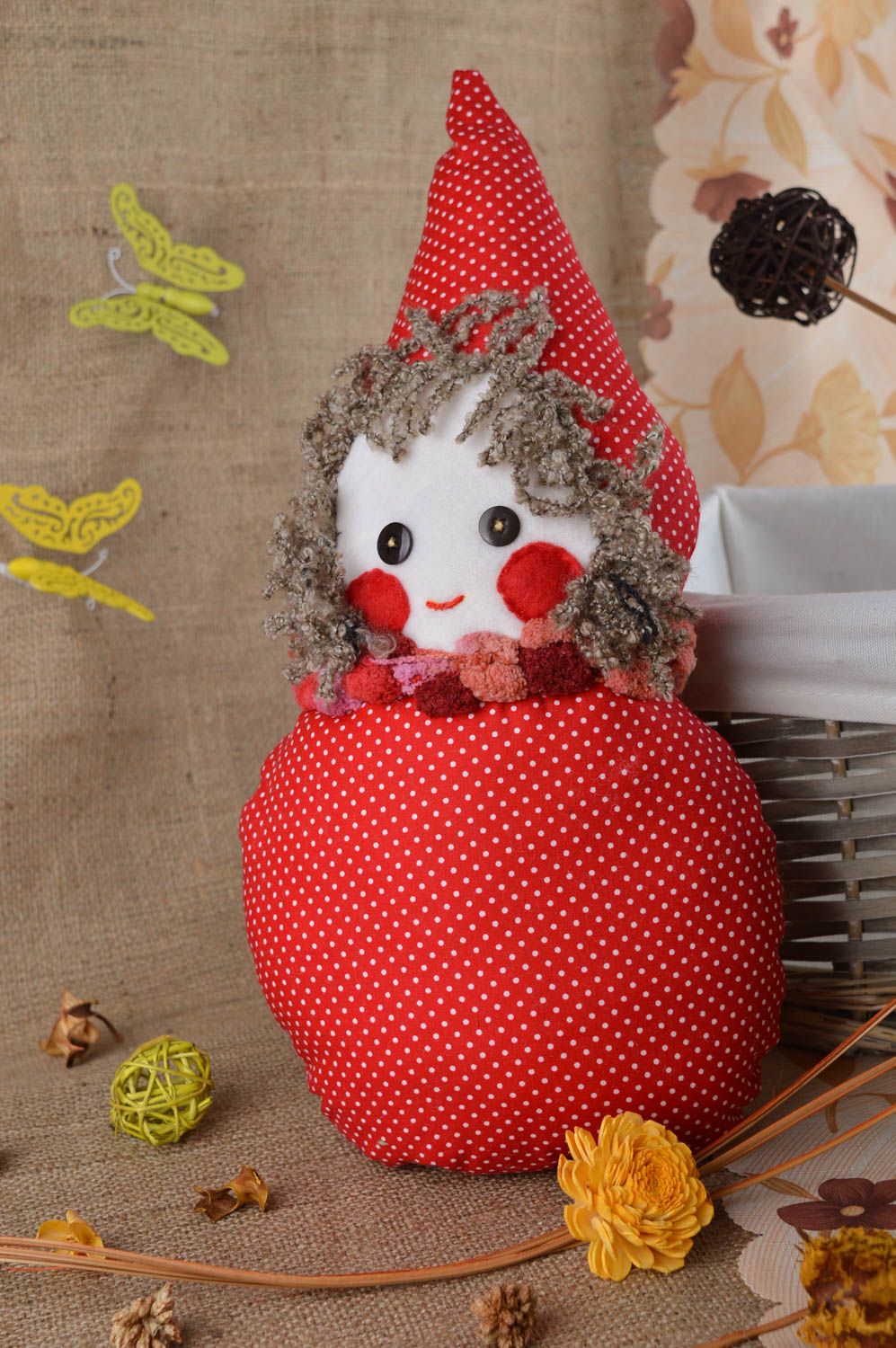 Handmade Stoff Puppe Kinder Spielzeug Geschenkidee für Mädchen originell rot foto 1