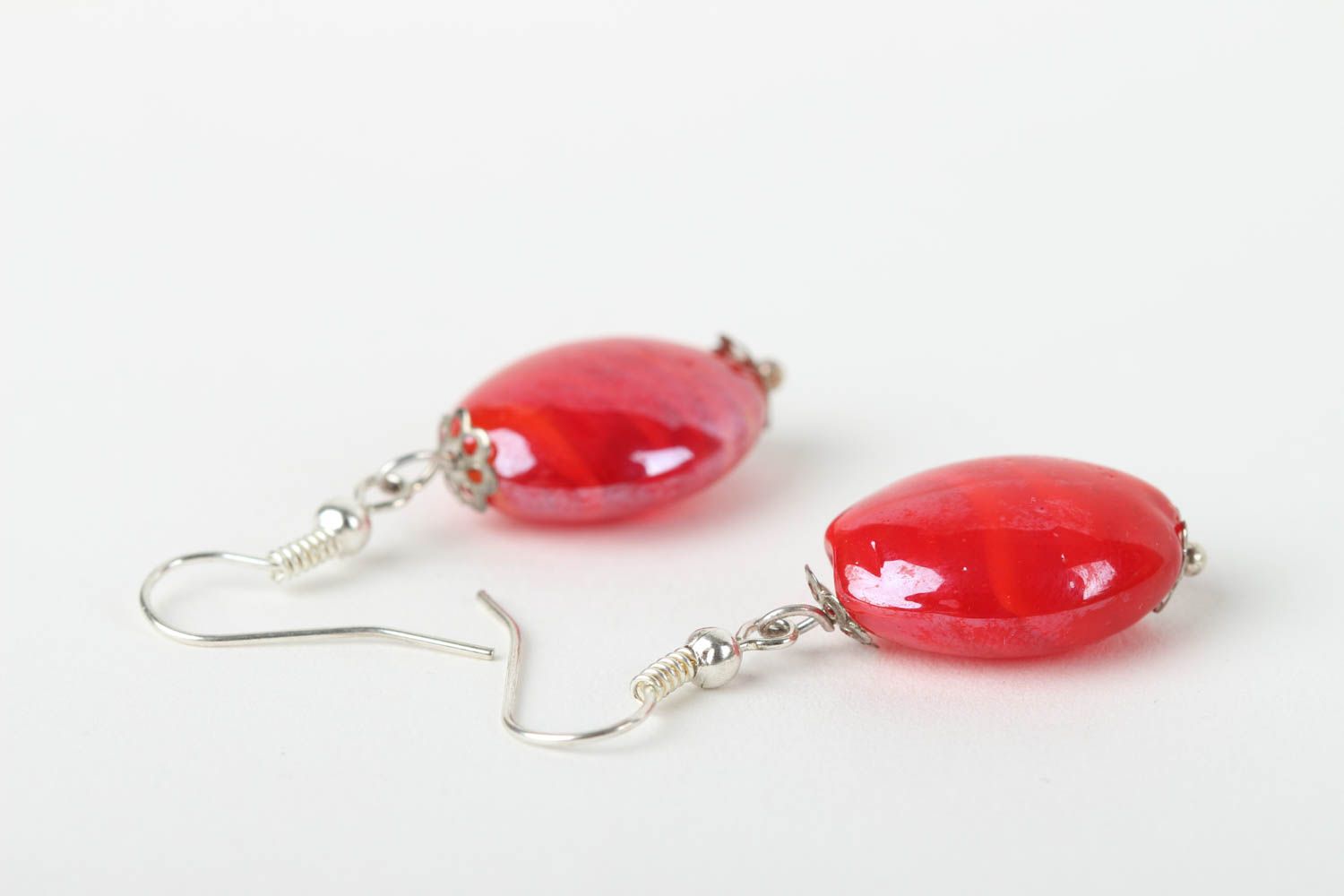 Handmade Designer Schmuck rote künstlerische Glas Ohrringe Frauen Accessoire  foto 3