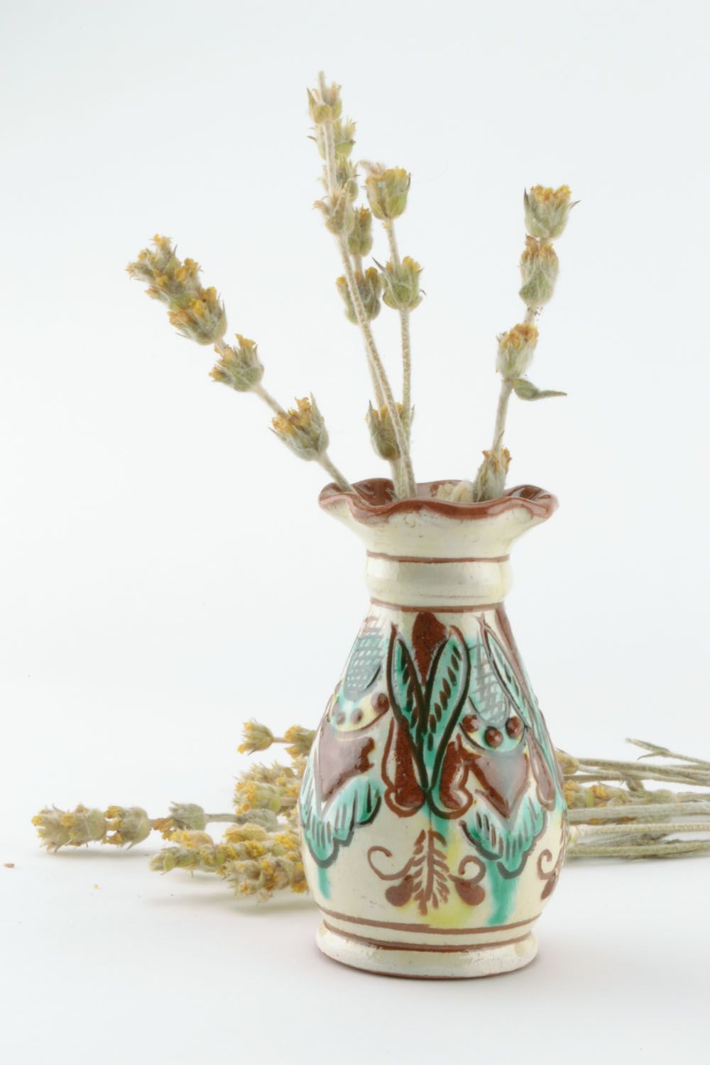4 inches handmade clay glazed classic style vase décor 0,25 lb photo 1