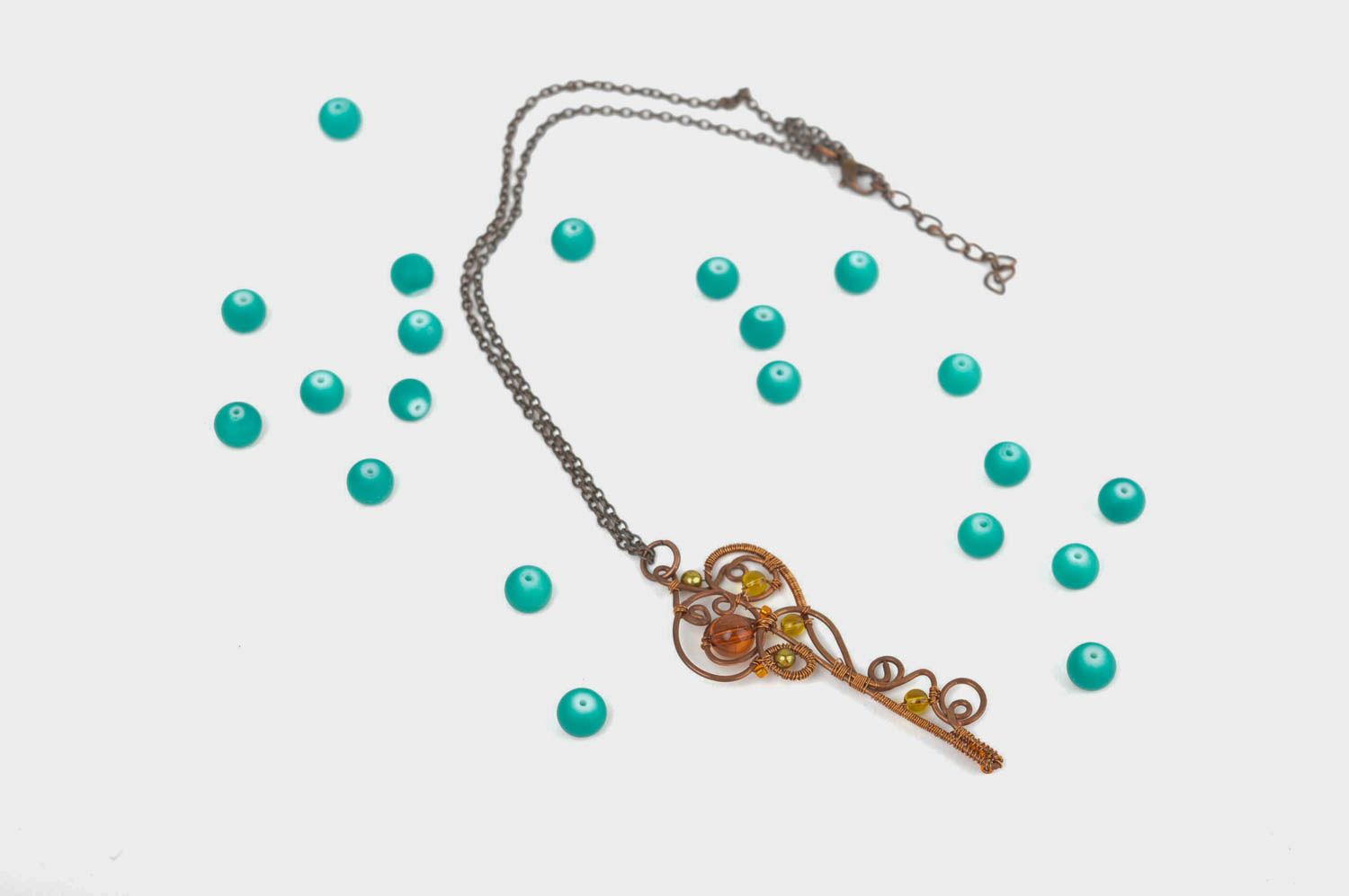 Handmade pendant necklace copper jewelry unique jewelry metal necklace photo 1