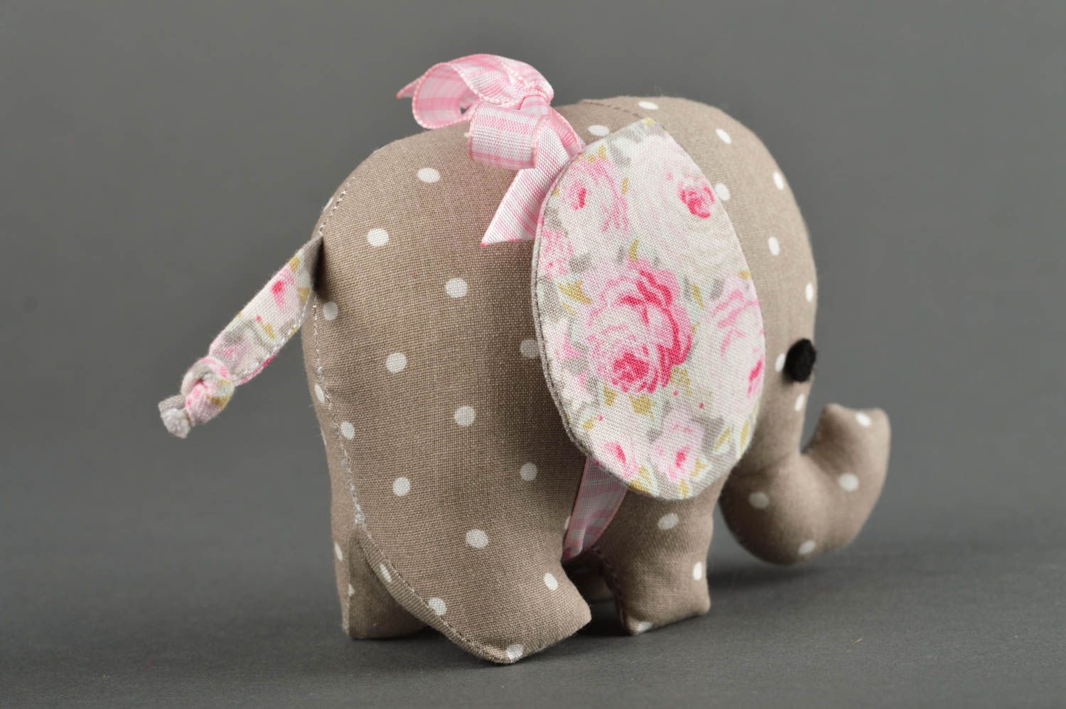 Игрушка слон ручной работы декоративная игрушка интересный подарок с розами фото 3