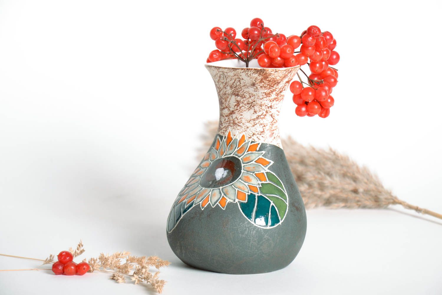 Keramische Vase Sonnenblume foto 1