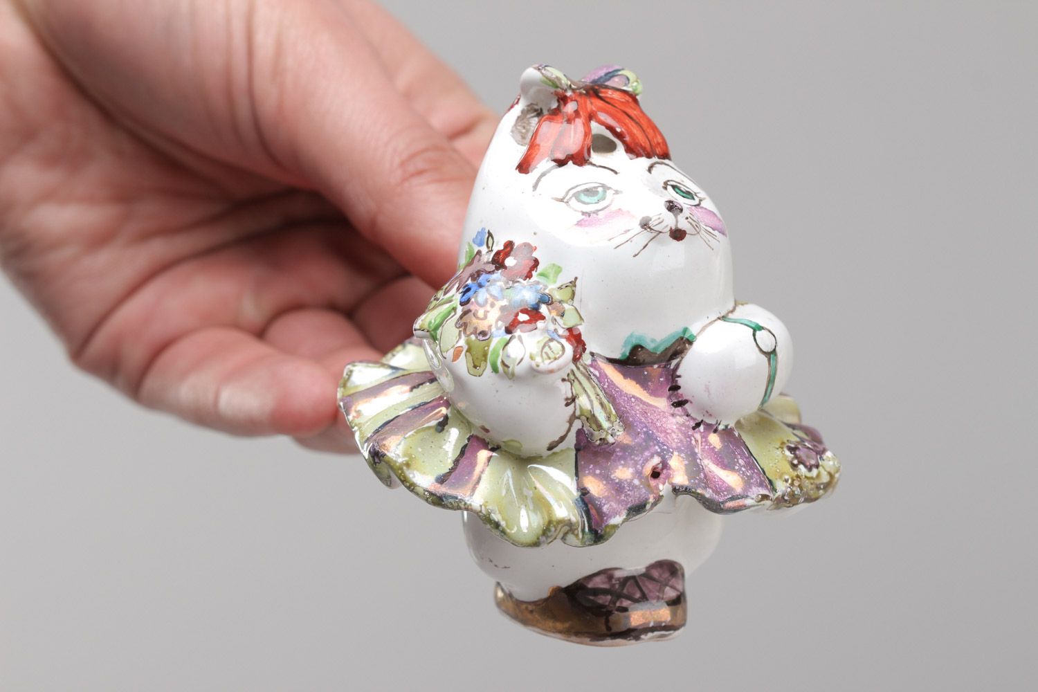 Dekorative schöne handmade Statuette Katze handbemalt emailliert Handarbeit toll foto 5