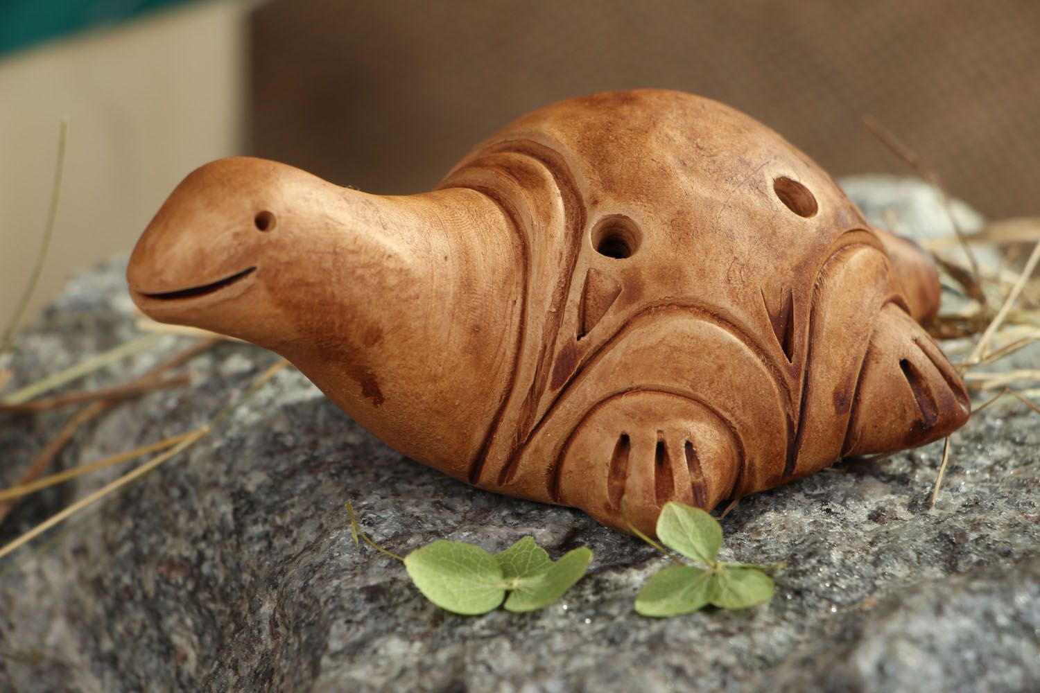Керамическая статуэтка-свистулька Черепаха фото 4
