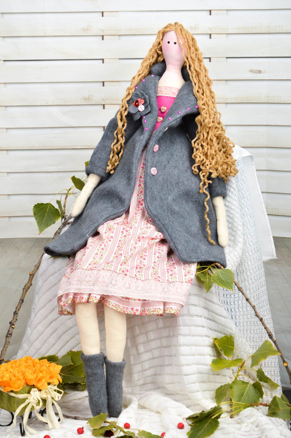 Handmade cute doll nursery decor bright doll cotton doll present for children photo 1