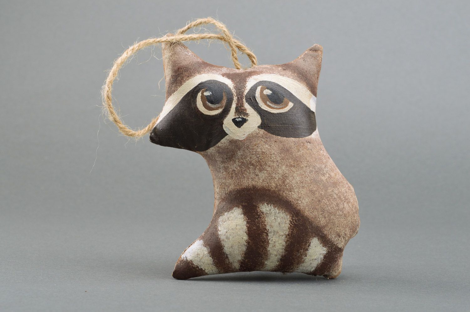 Handmade scented fabric soft toy in the shape of small raccoon photo 2