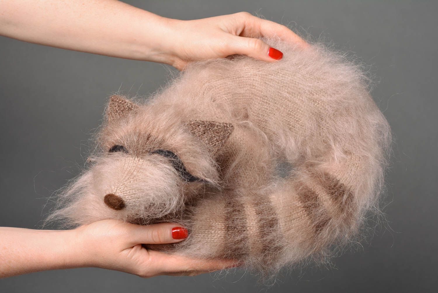 Peluche animal raton Jouet tricot fait main en laine original Cadeau pour enfant photo 3