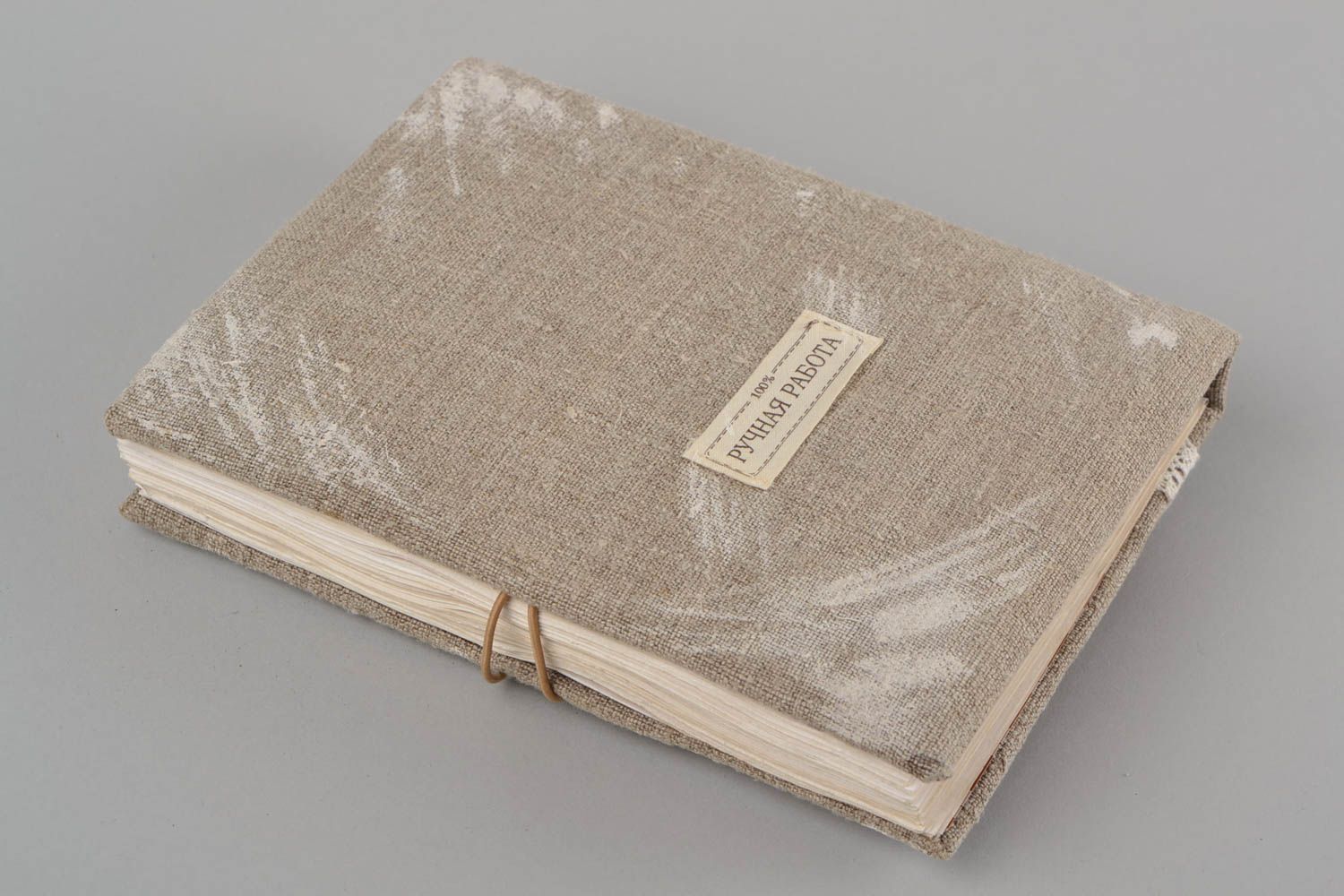 Originelles schönes handmade Buch für Rezepte aus Textil in Braun 140 Blätter  foto 5