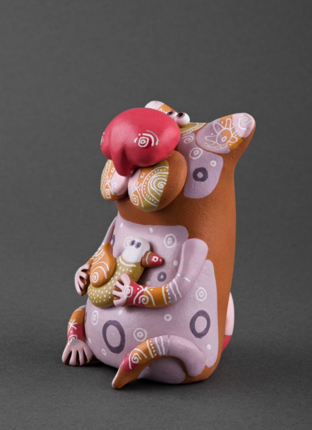 Ceramic figurine Cat with birdie photo 2