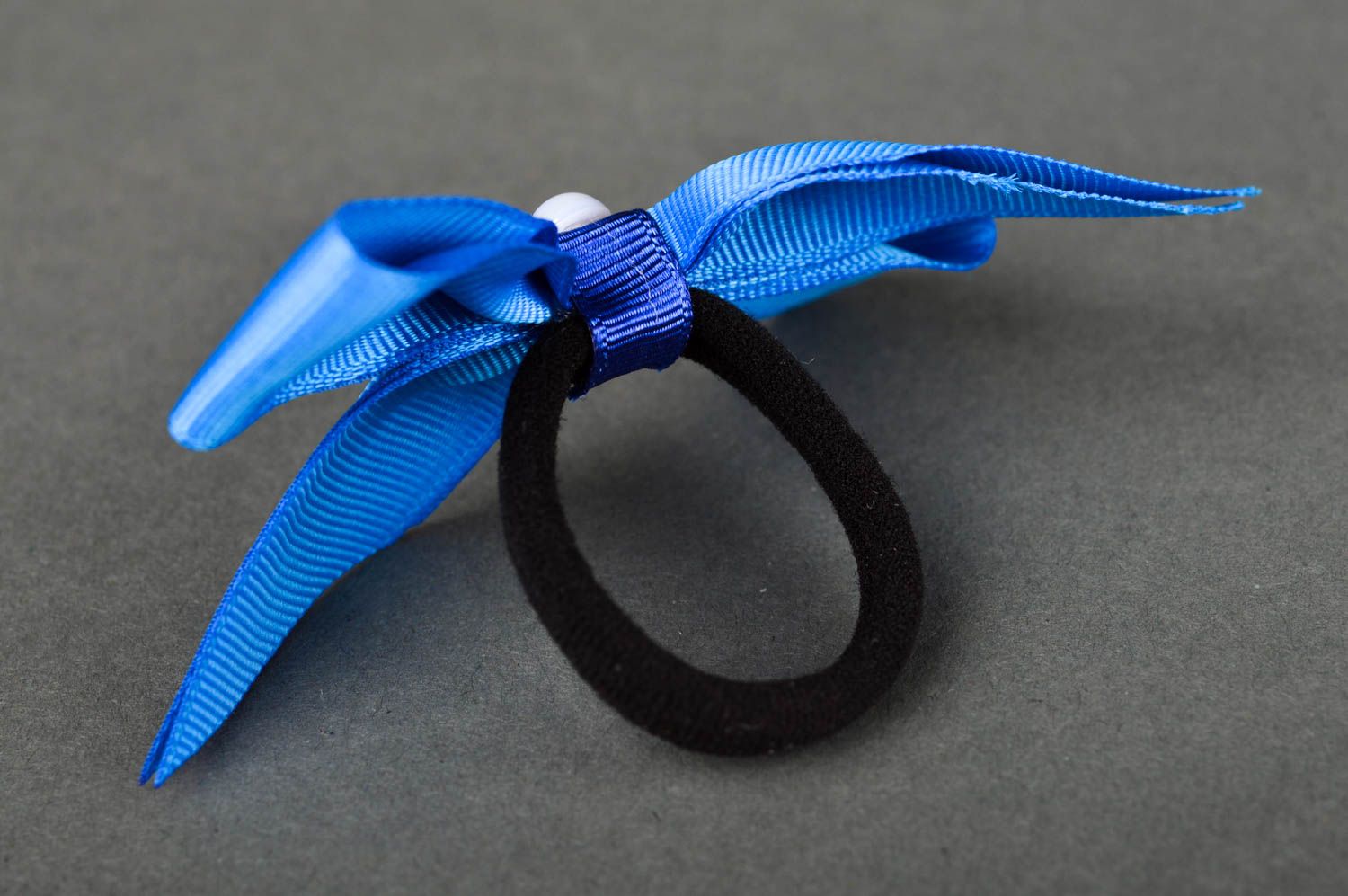 Handmade blue cute hair tie unusual hair tie stylish accessory for kids photo 3