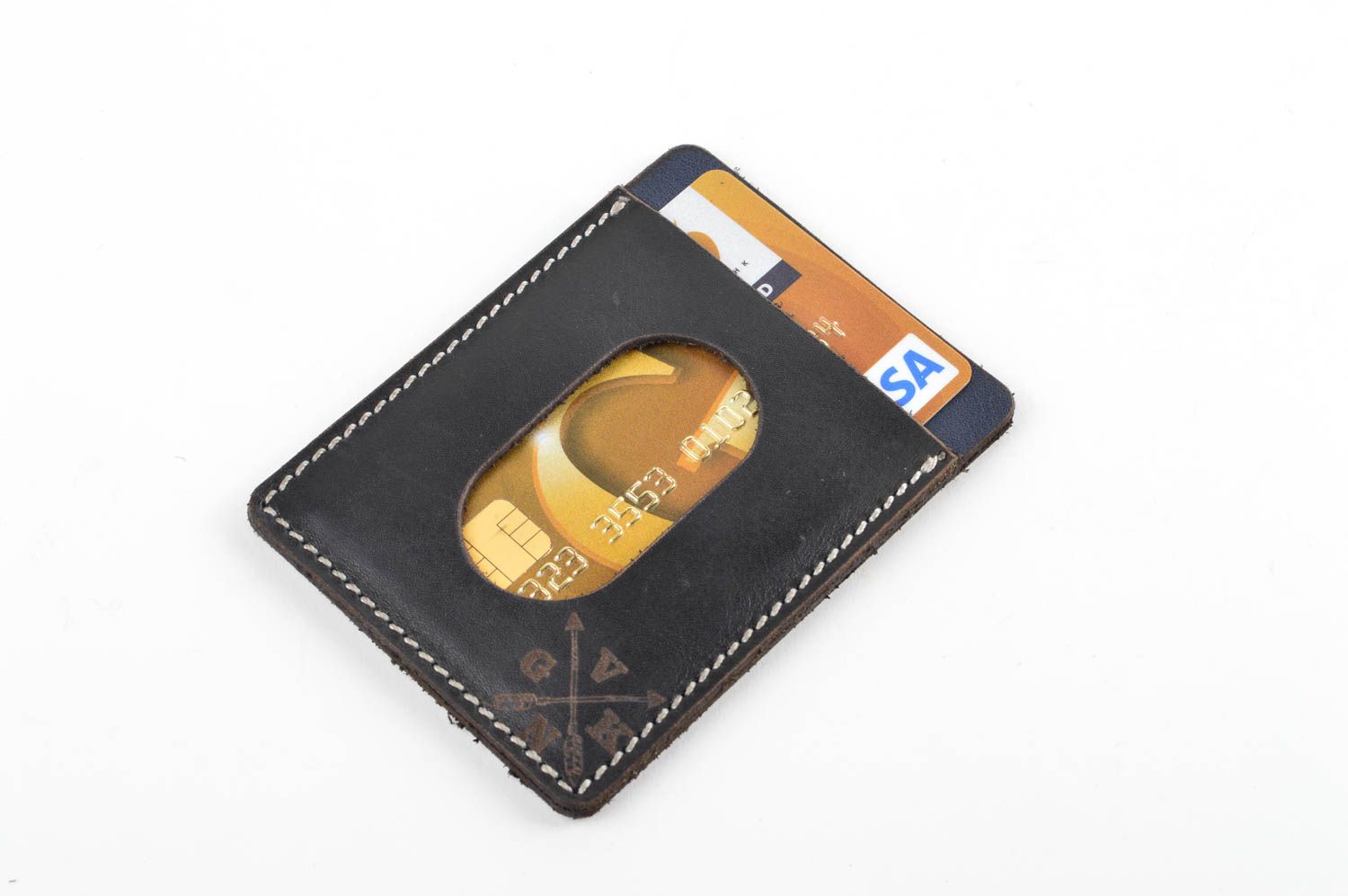 Kreditkartentasche Leder handmade Kartenetui Leder Halter für Visitenkarten foto 4