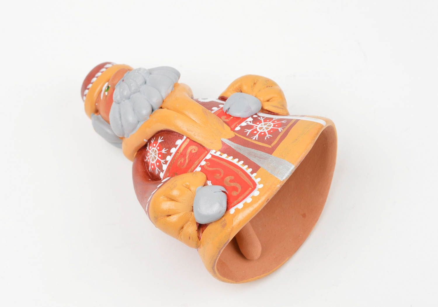 Clochette décorative en argile peinte faite main en forme de Père Noël photo 4