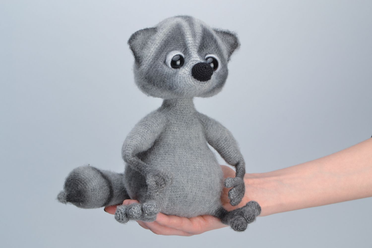 Fluffy crochet soft toy raccoon photo 2