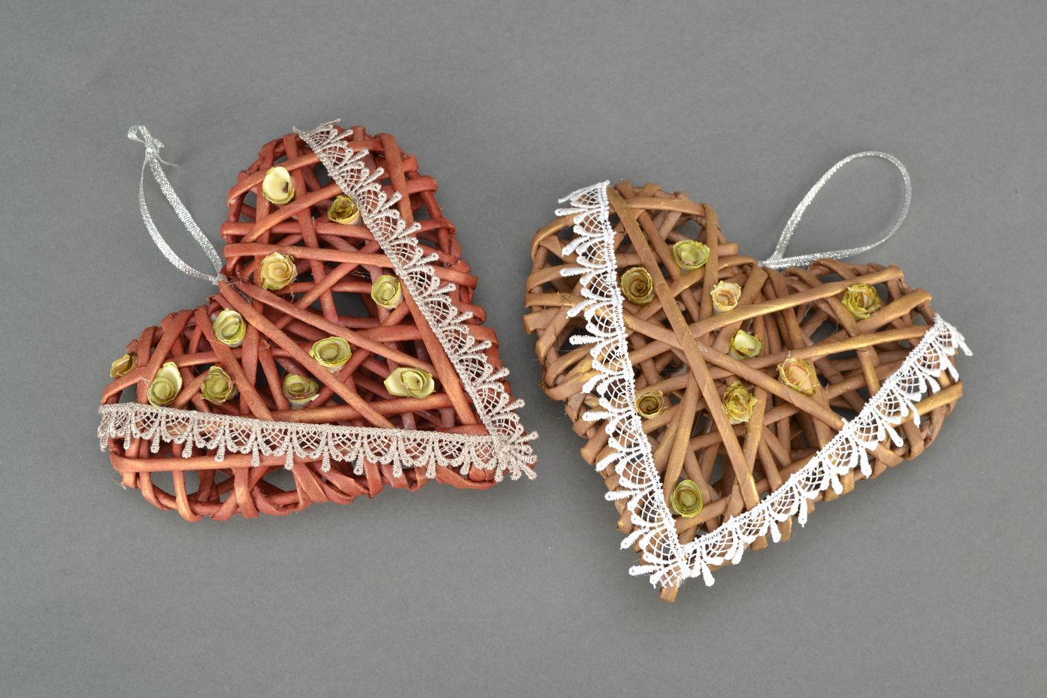 Decorative pendant woven of paper rod Chocolate Heart photo 3