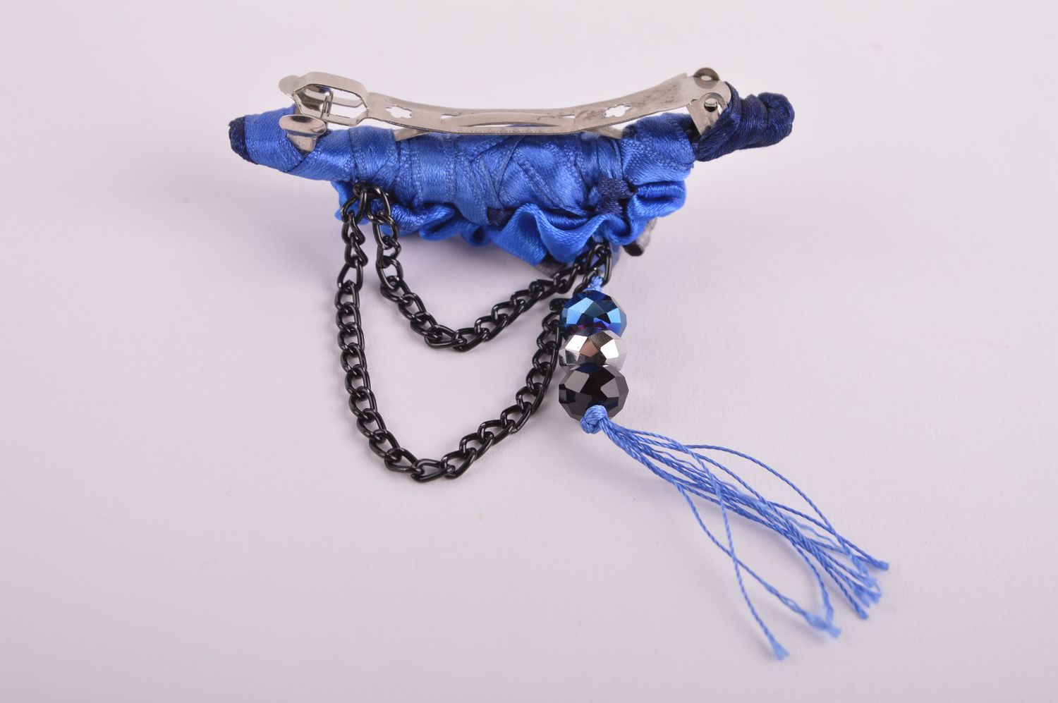 Handmade designer textile barrette beautiful elegant hair clip female accessory photo 3