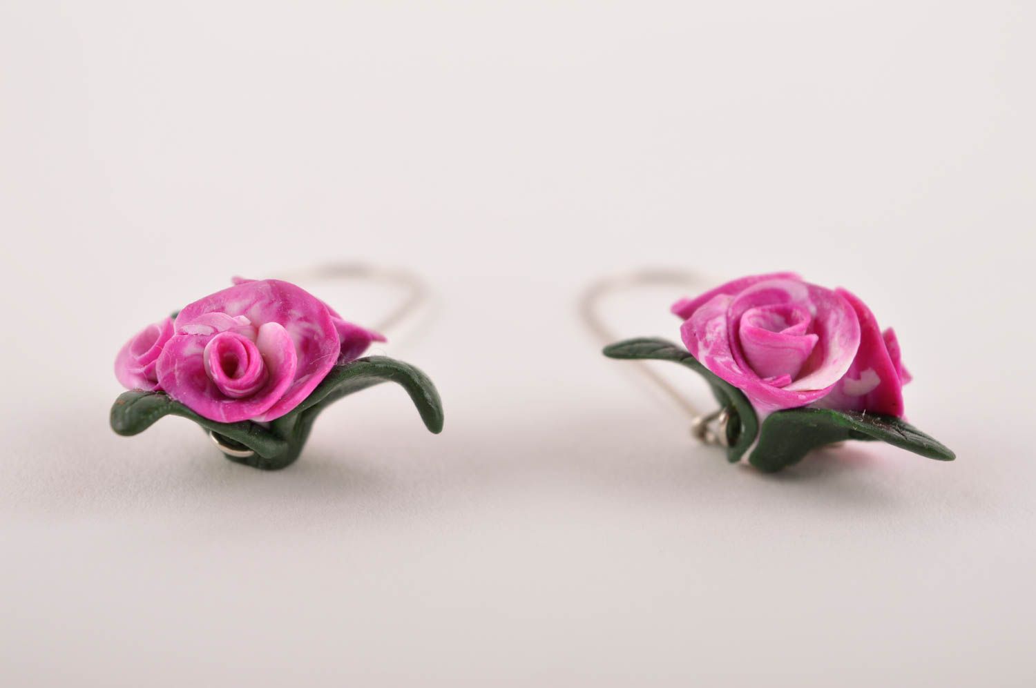 Handmade flower earrings designer earrings clay accessory unusual gift for girl photo 4