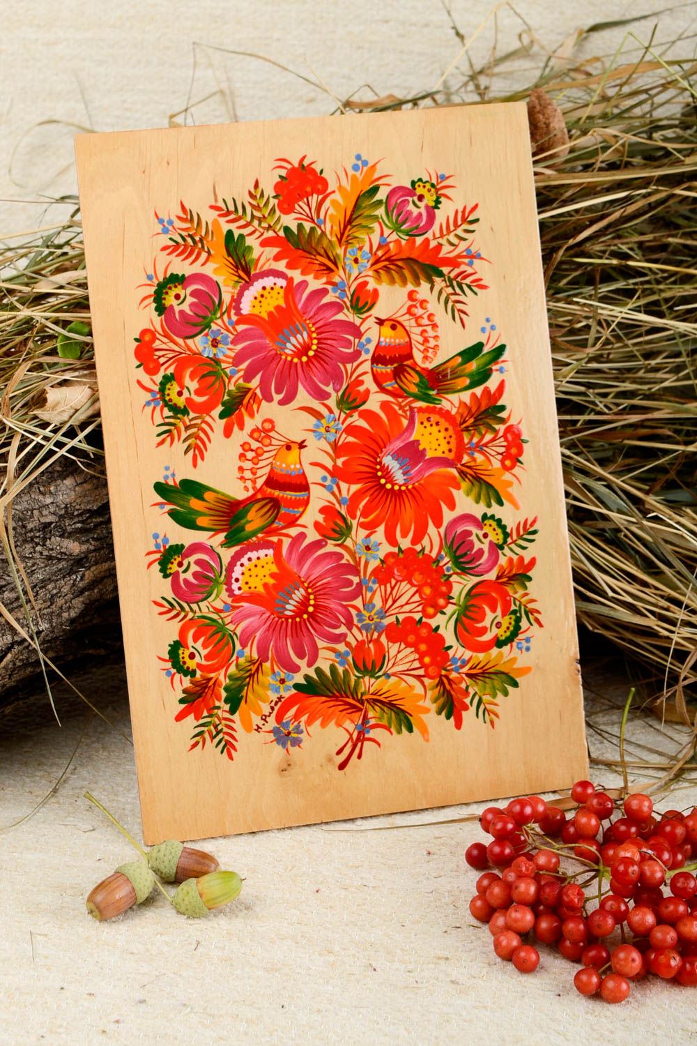 Handmade Deko aus Holz Bild aus Holz Wandbild für Geschenk mit Bemalung foto 1