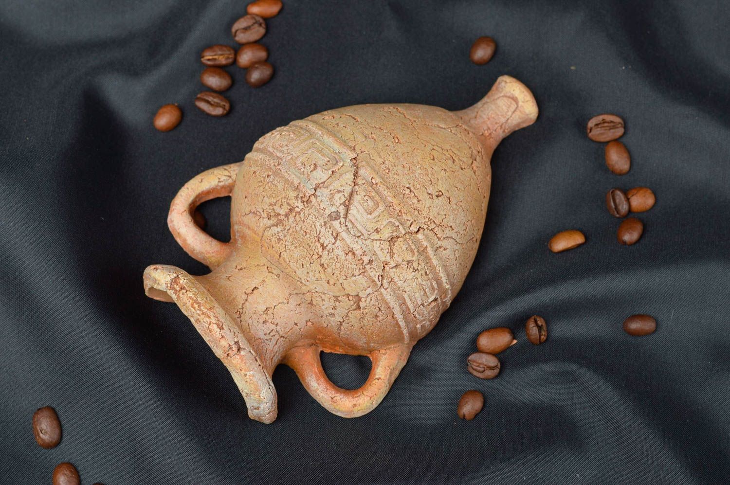Глиняное панно в виде римской вазы ручной работы авторское красивое стильное фото 1