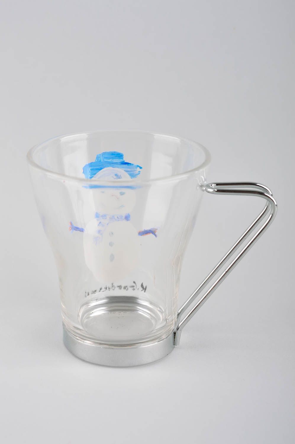 Чашка из стекла ручной работы красивая чашка для чая подарочная посуда расписная фото 3