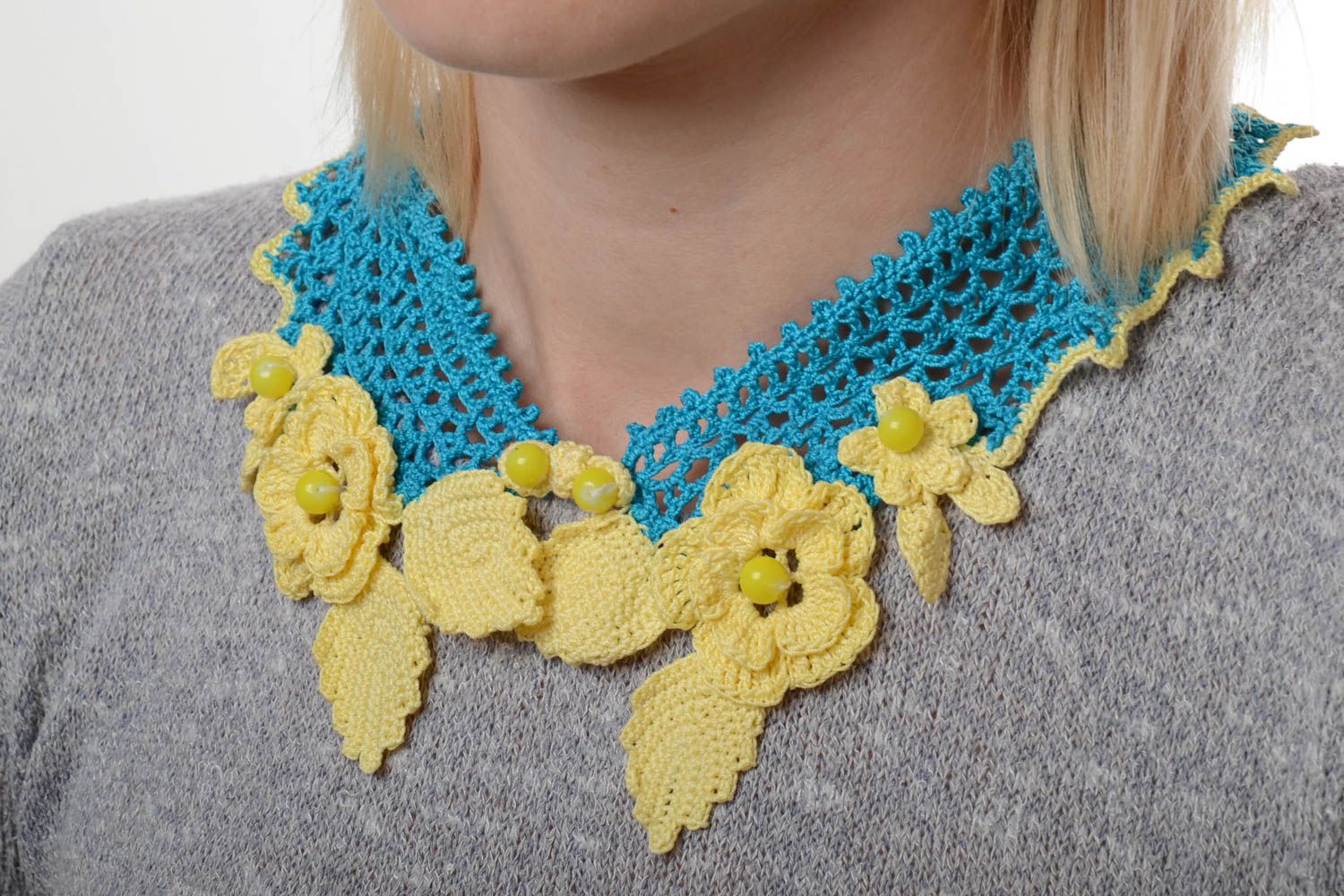Handmade collar crocheted collar unusual gift fashion ideas collar for women photo 2