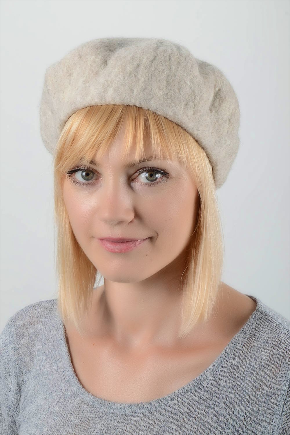 Handmade woolen beret stylish female headwear unusual cap for women cute hat photo 1