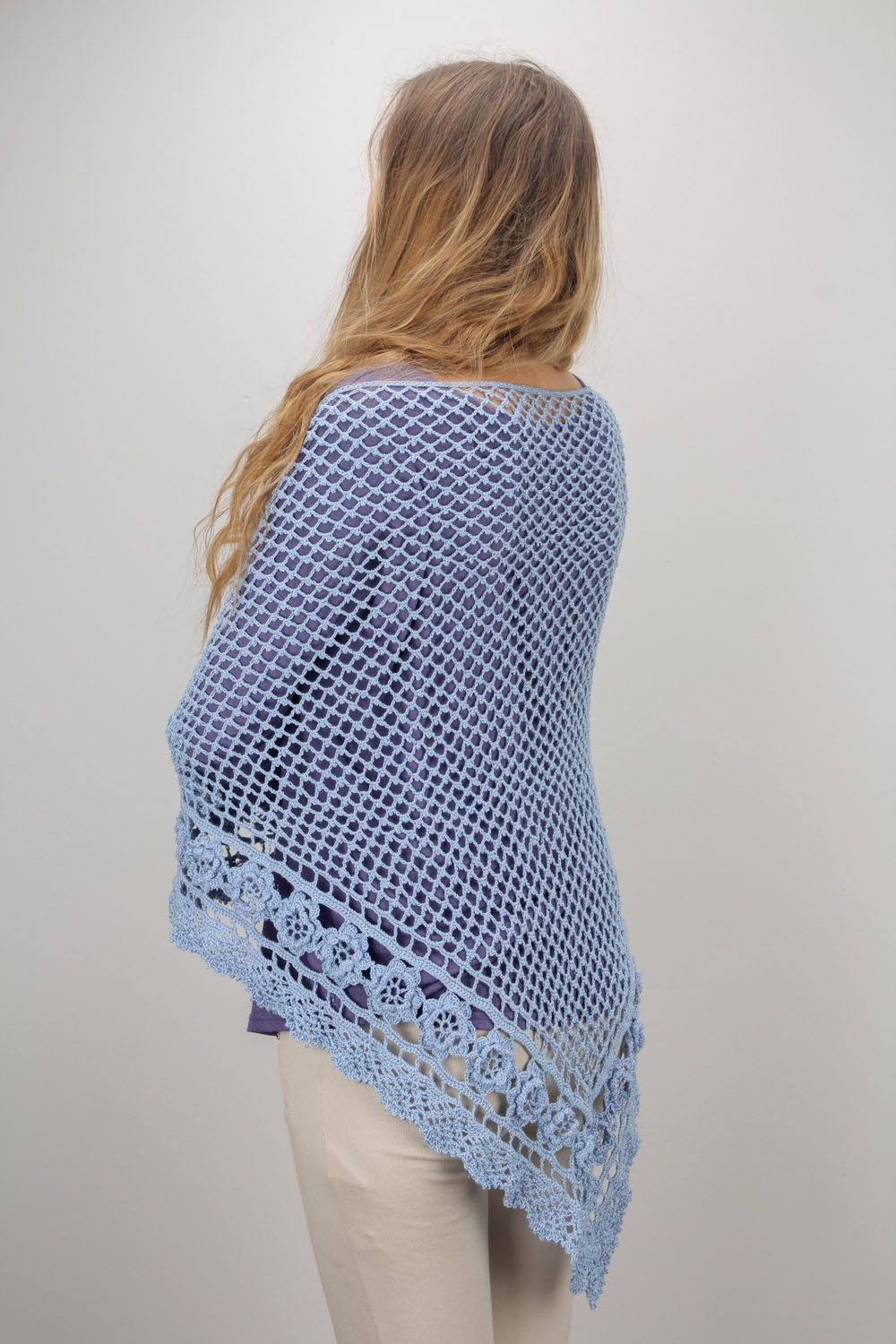 Crochet blue shawl photo 4