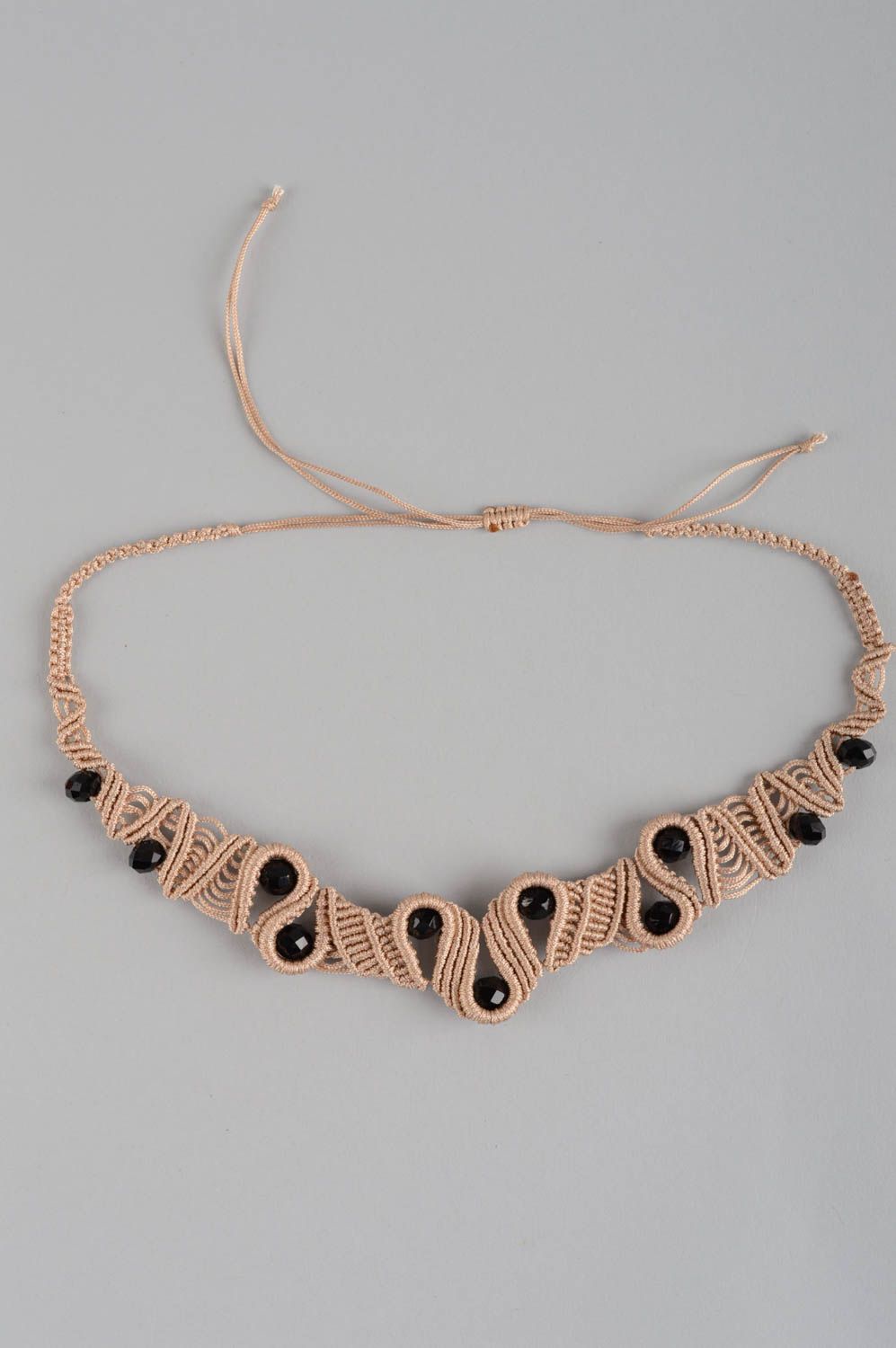 Handmade Damen Halskette Halsschmuck für Damen Schmuck Collier beige schwarz foto 2