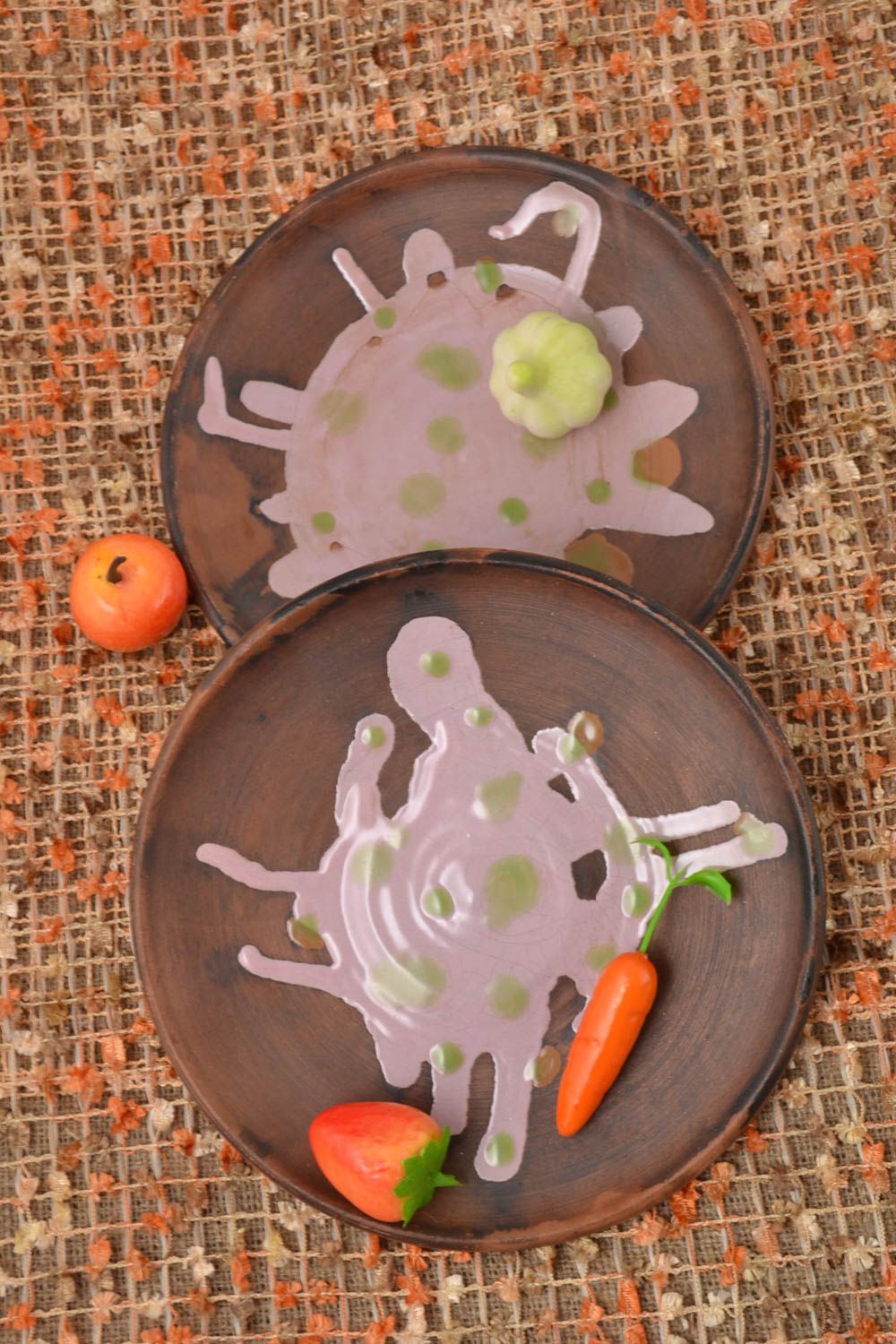 Teller Keramik handmade Küchen Geschirr bunt originelle Teller mit Bemalung foto 1