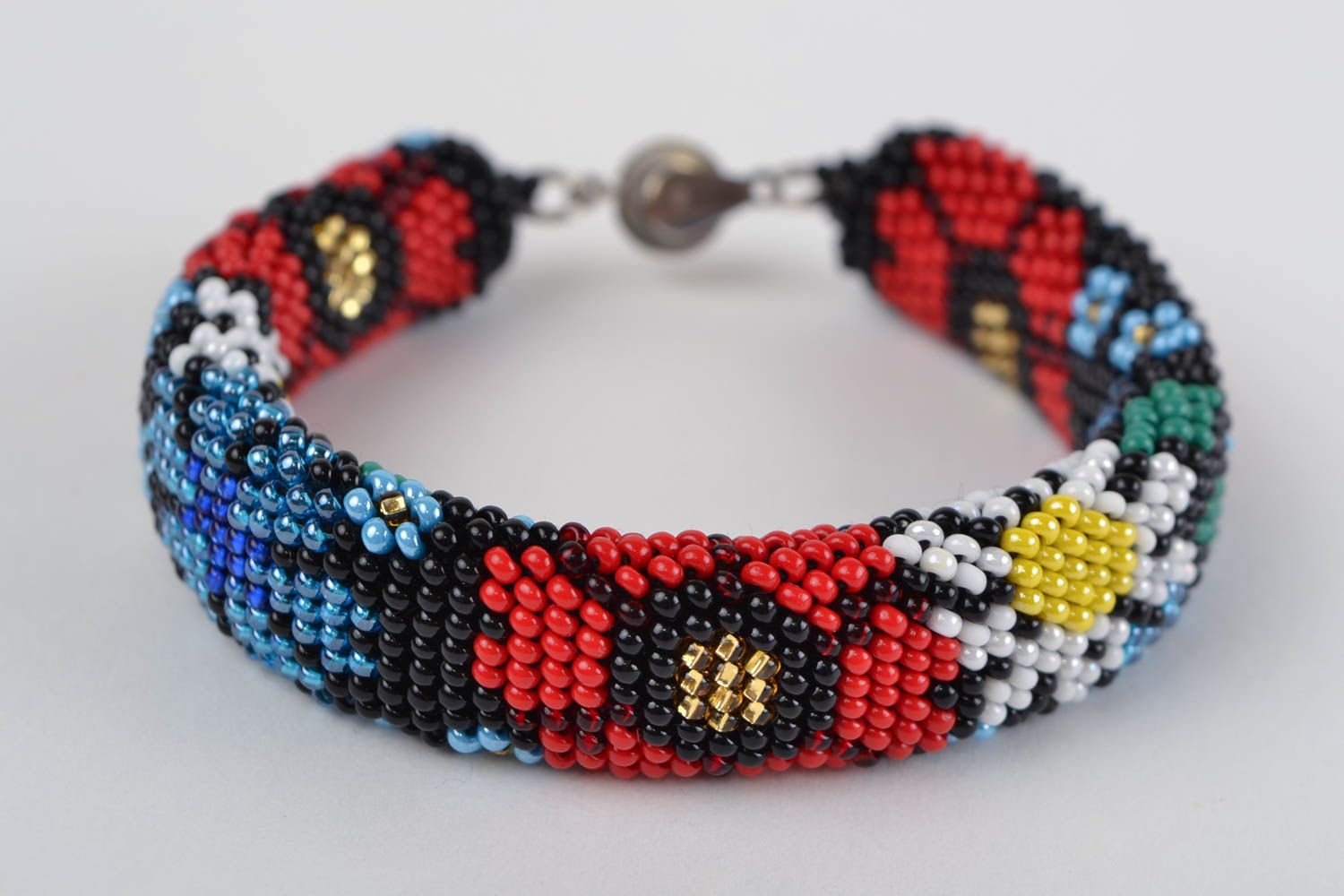 Beaded cord bracelet handmade bracelet with beads seed beads stylish jewelry  photo 3