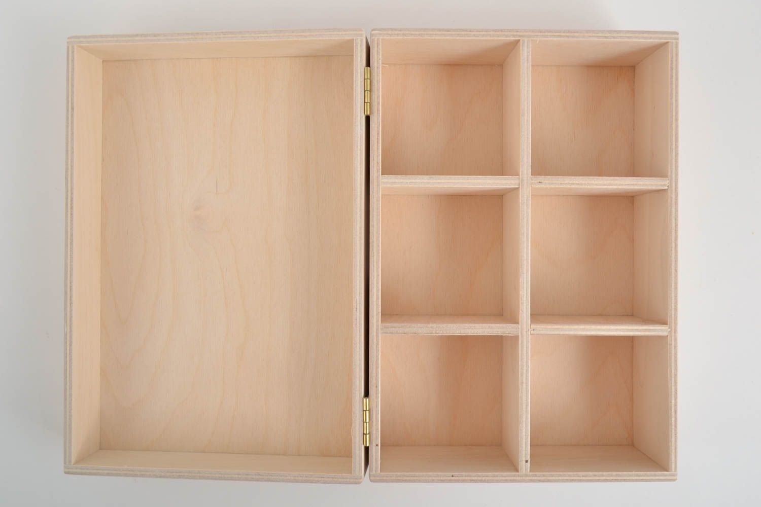 Boîte compartimentée Coffret en bois fait main Boîte à décorer 6 compartiments photo 2