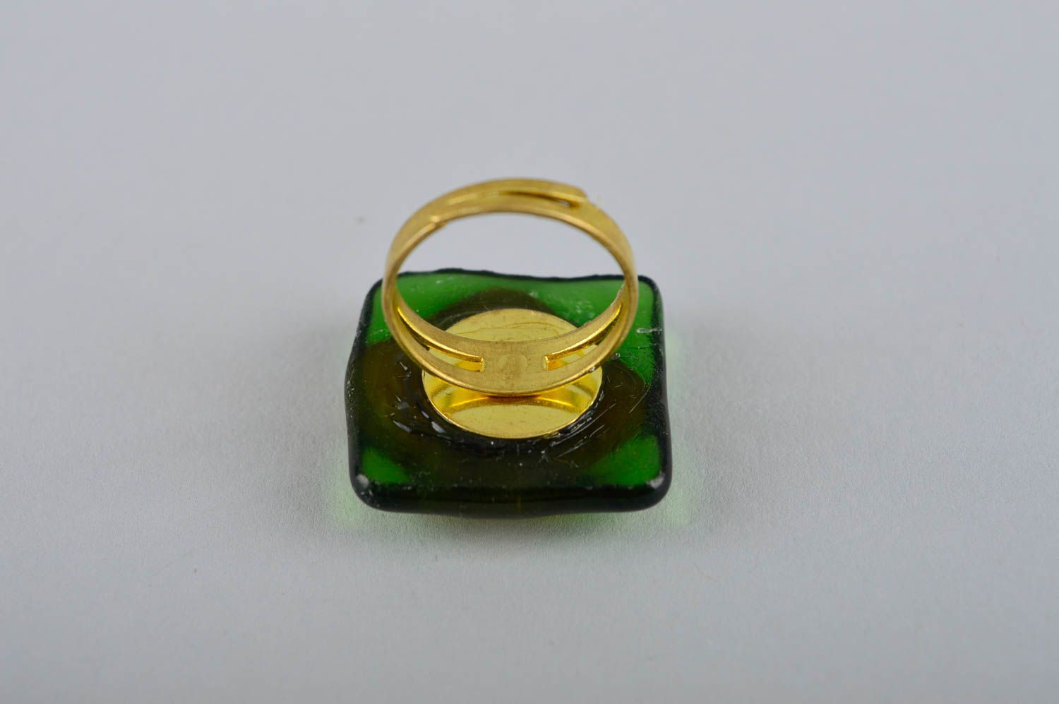 Handmade Schmuck aus Glas Ring Damen Designer Accessoire Geschenk Ideen grün foto 5