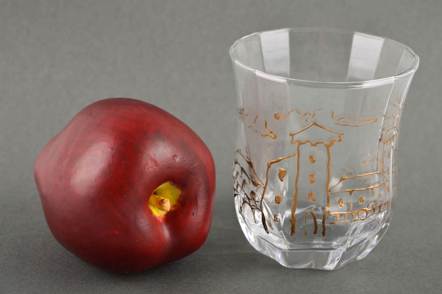 Vaso de cristal con dibujo artesanal utensilio de cocina menaje del hogar foto 1