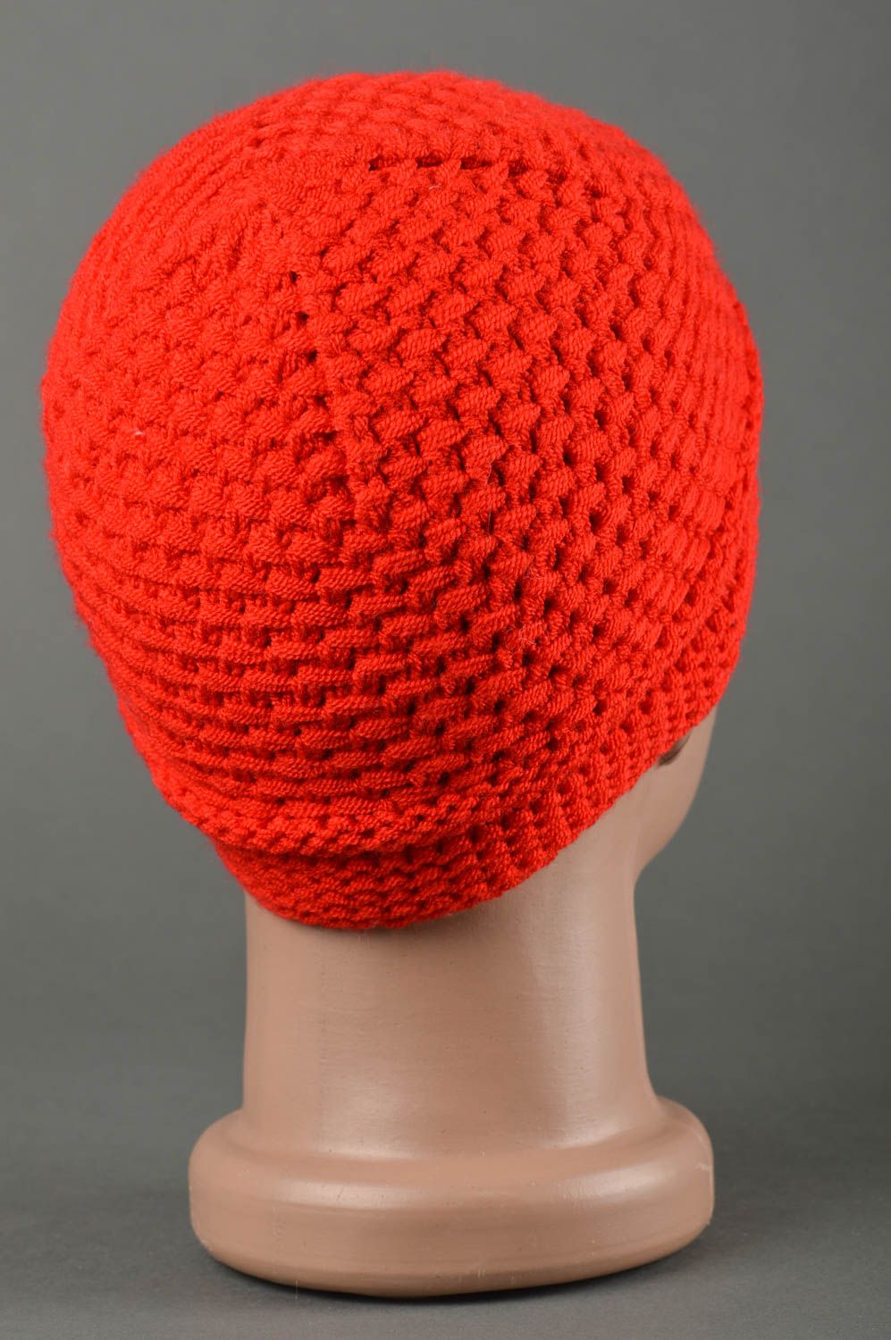 Bonnet au crochet fait main Chapeau tricot chaud rouge Vêtement enfant photo 2