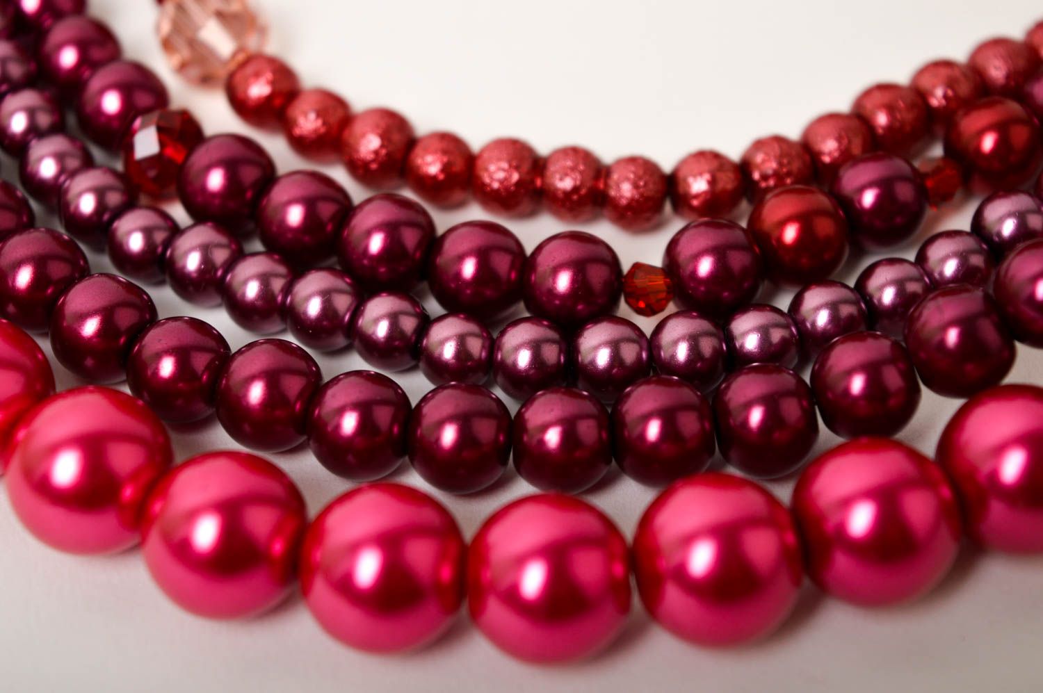 Collier rouge Bijou fait main multirang perles fantaisie avec fleur Cadeau femme photo 3