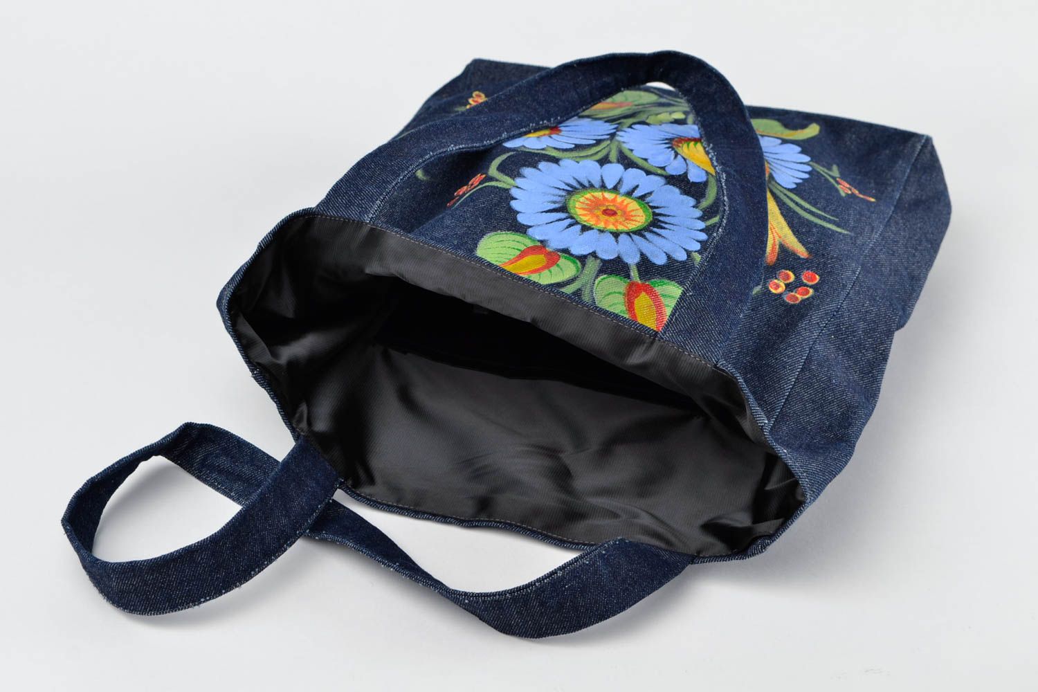 Сумка ручной работы женская сумка хлопковая сумка с росписью красивая большая фото 3