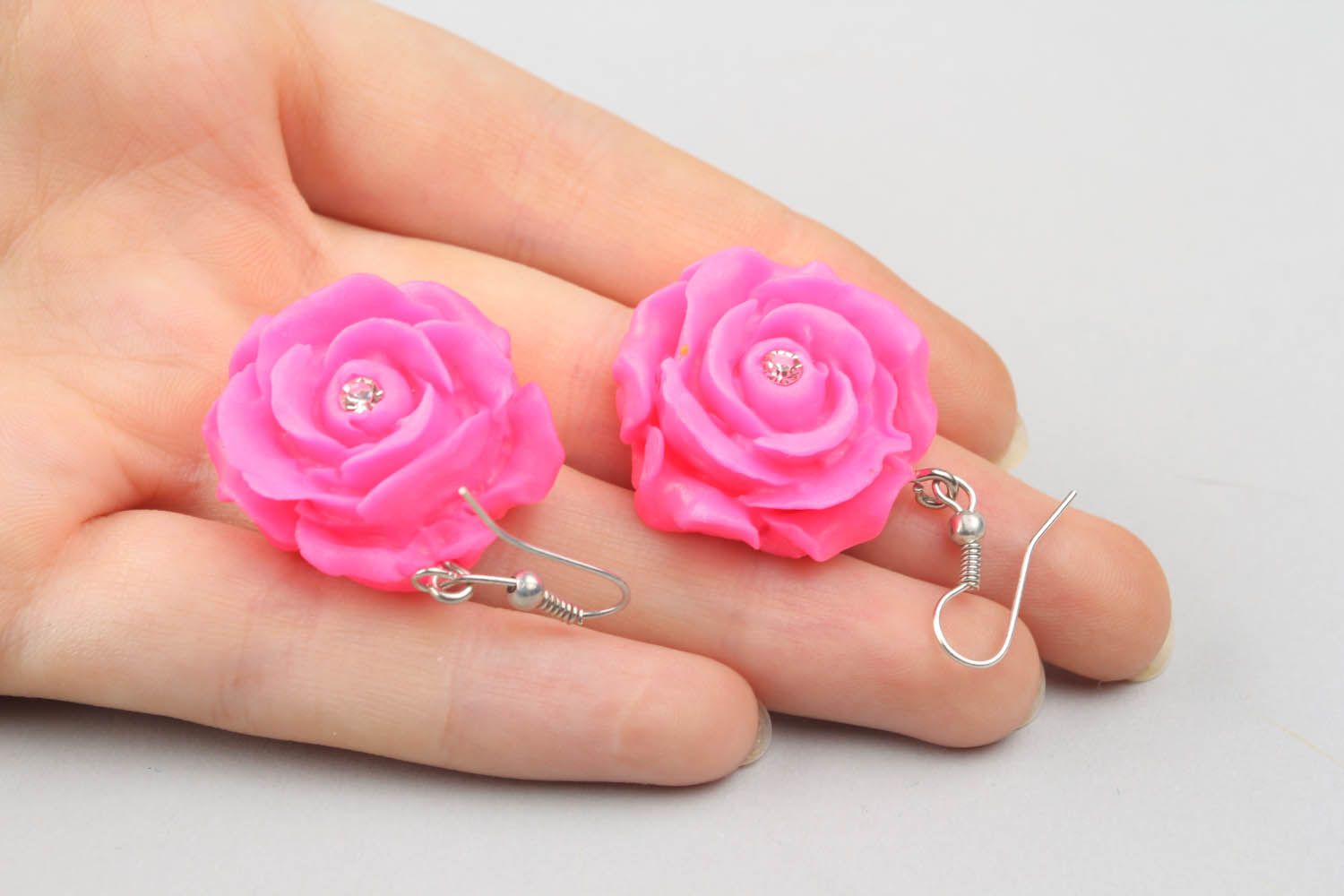 Earrings made ​​of polymer clay Classic Rose photo 2